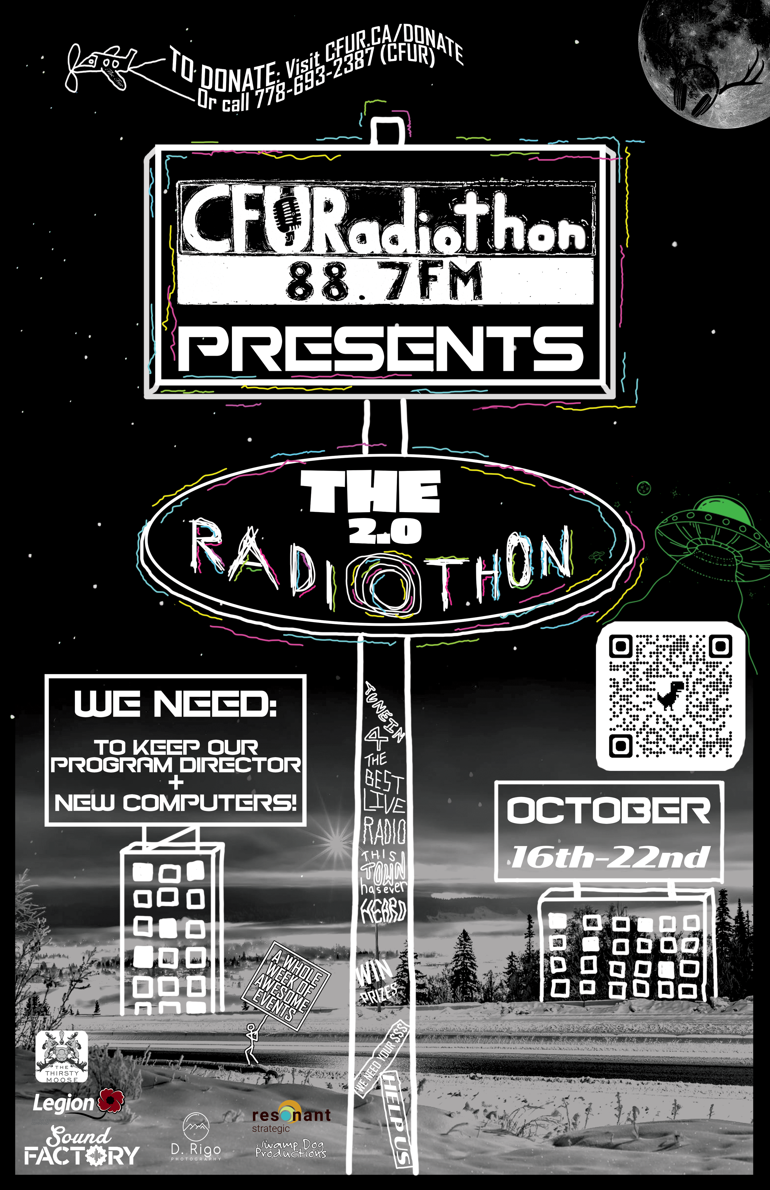 Radiothon - General Poster B+W - Portrait - with sign objects + UFO(1).png