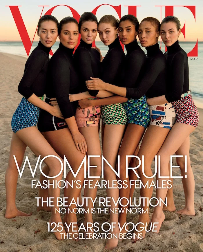 Vogue , March 2017. Model Ashley Graham is second from left.