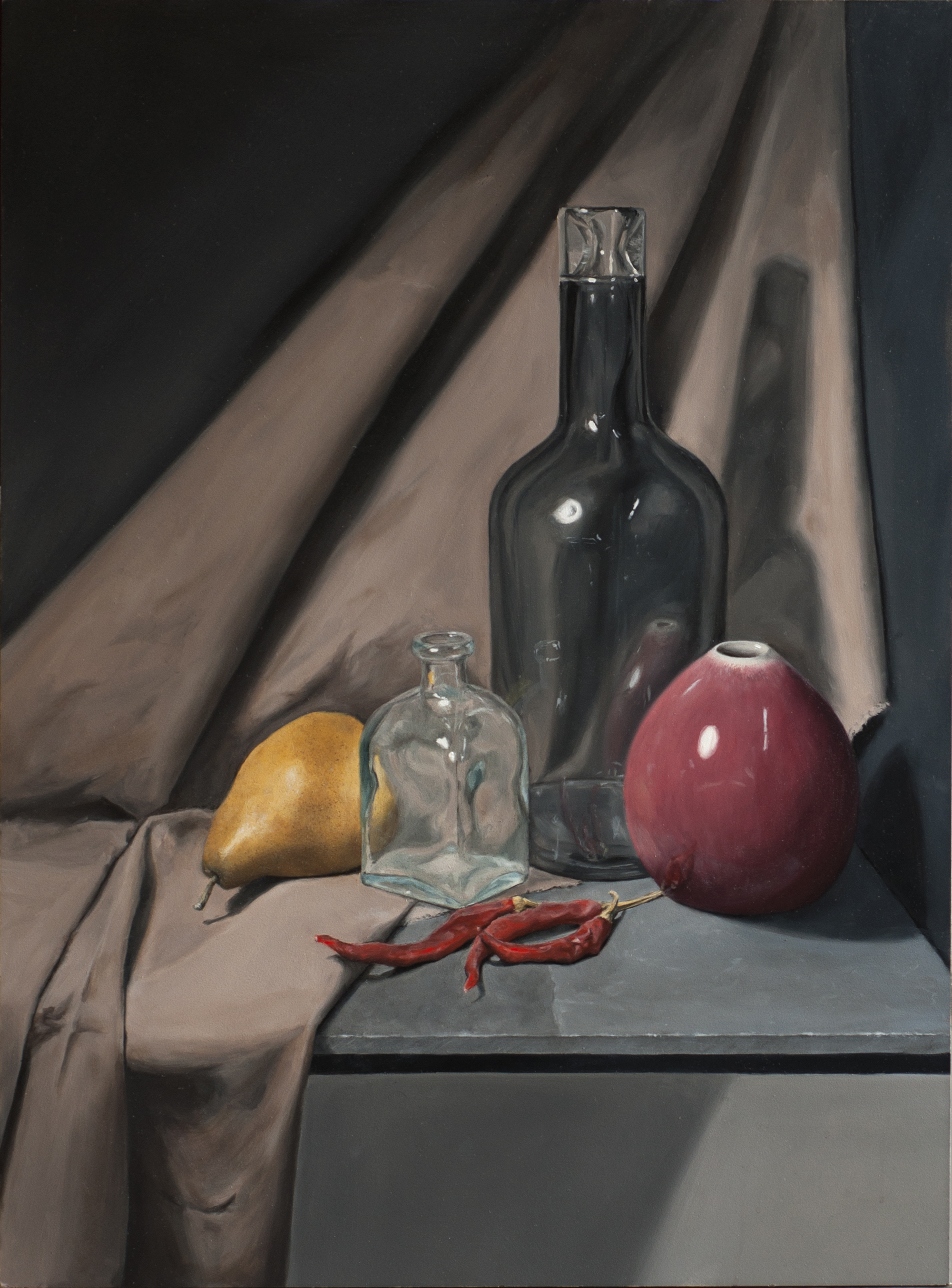 Vase, Pear and Chilies