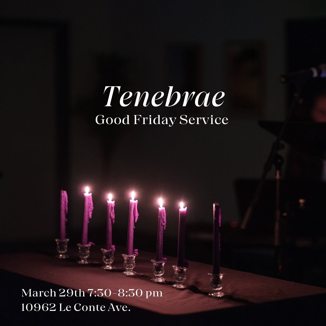 Tenebrae, which means &ldquo;shadows&rdquo;, is a deeply impactful Good Friday service where we walk through the story of Jesus&rsquo; death. 7:30-8:30 this Friday