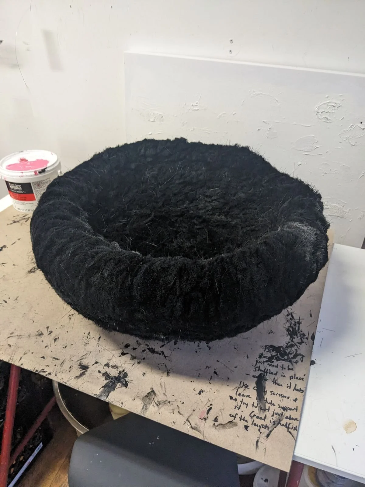 Hog bristle piece, in progress and you can see it gets messy. 