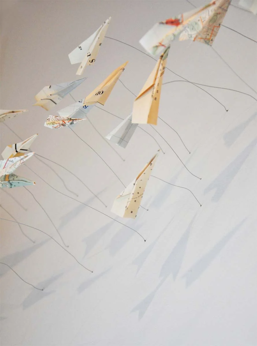 Airplanes (detail) vintage nautical charts 2014, Heavy Weightlessness - Alison Milne Gallery