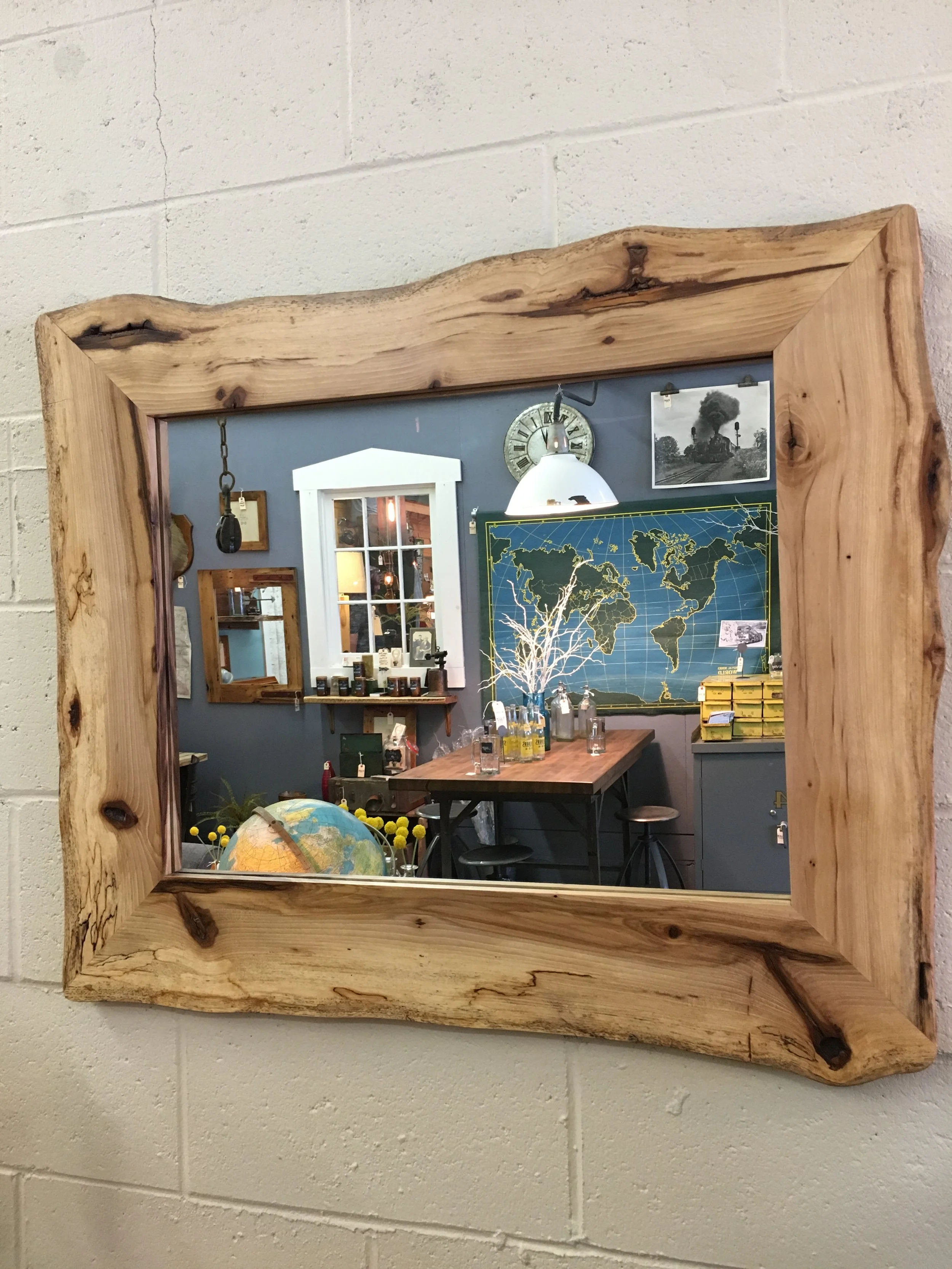 hickory live edge mirror