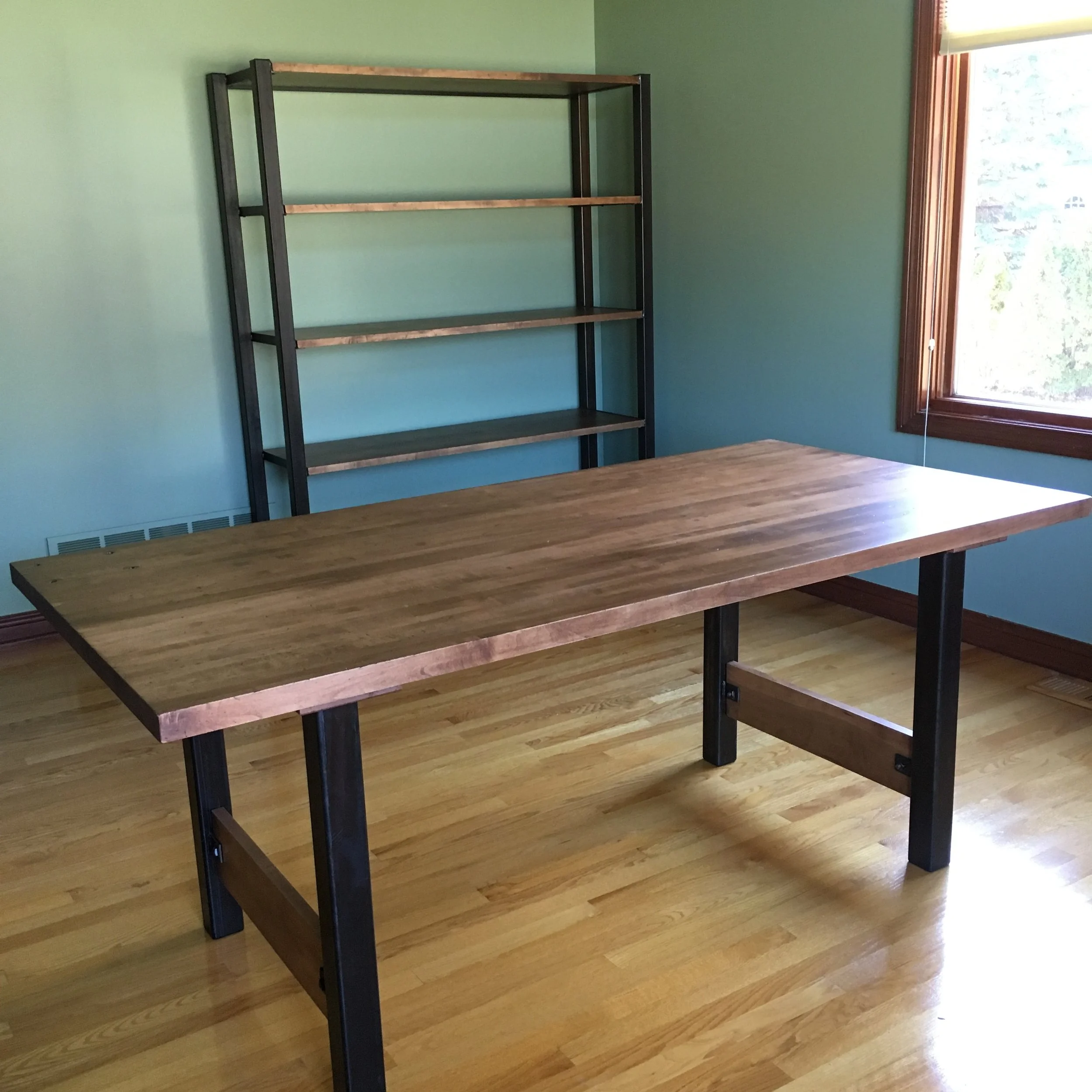 industrial desk and bookcase