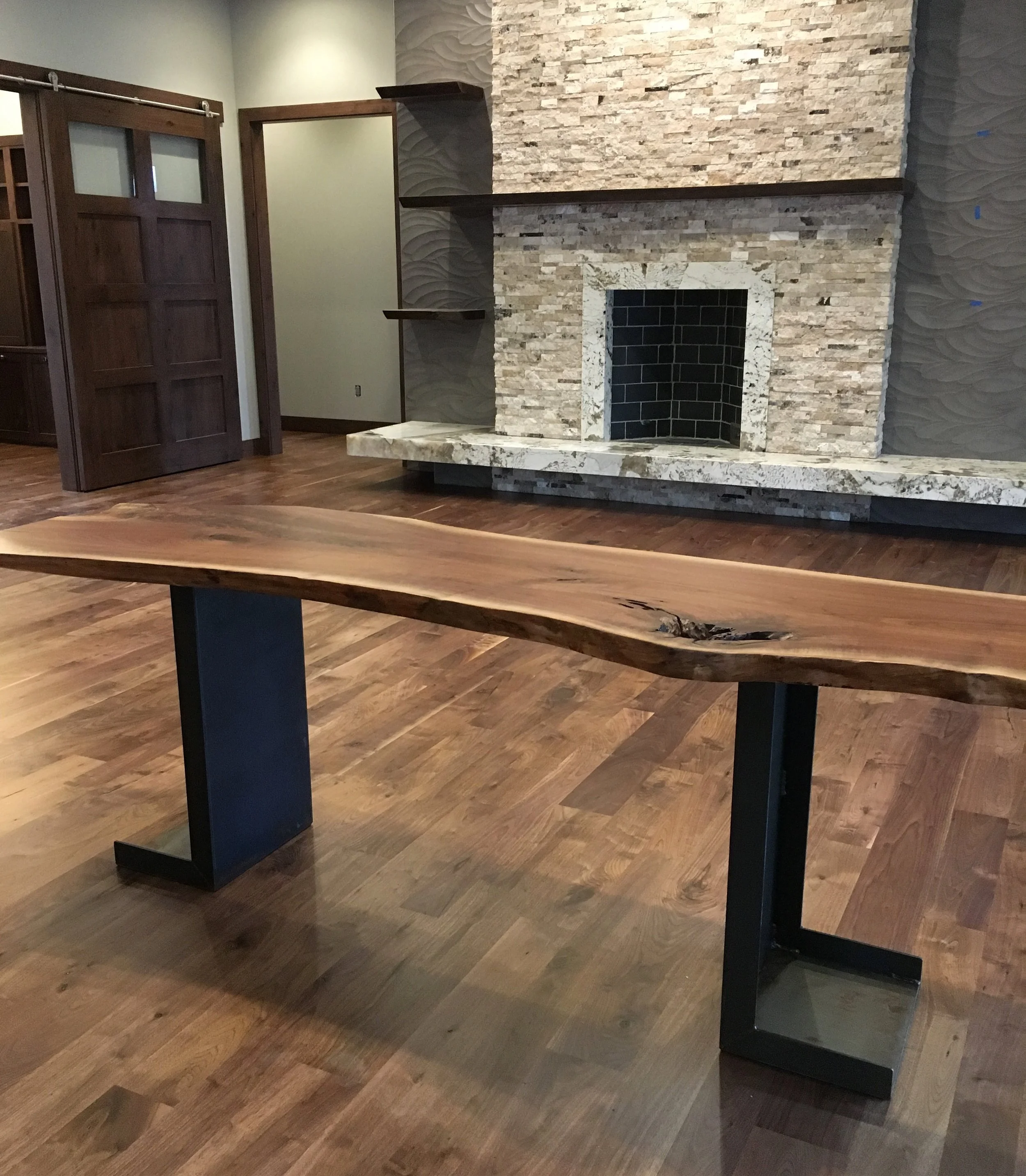 live edge walnut sofa table