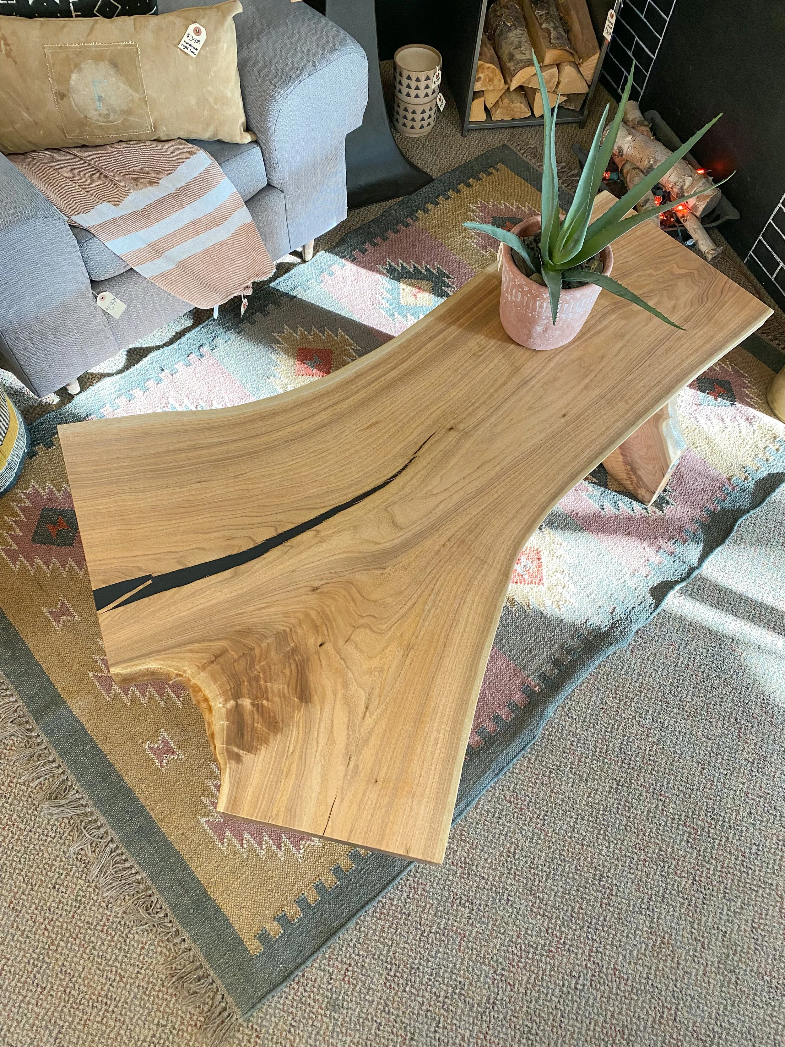 live edge butternut coffee table