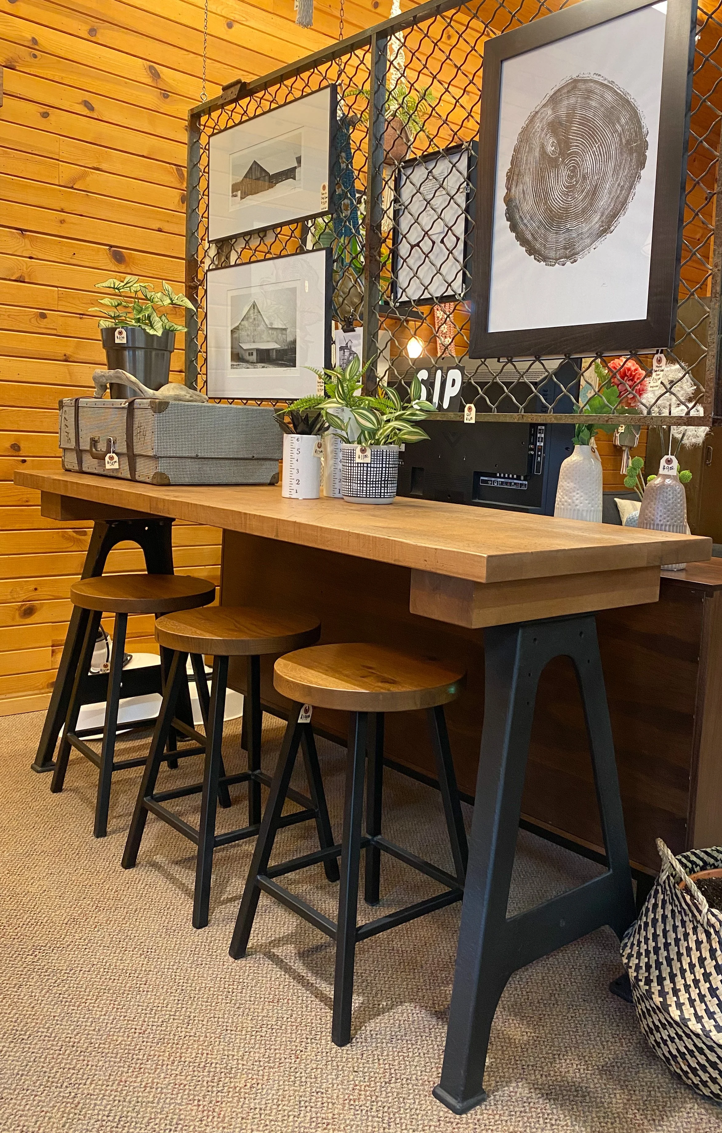 maple bar table w/reclaimed legs
