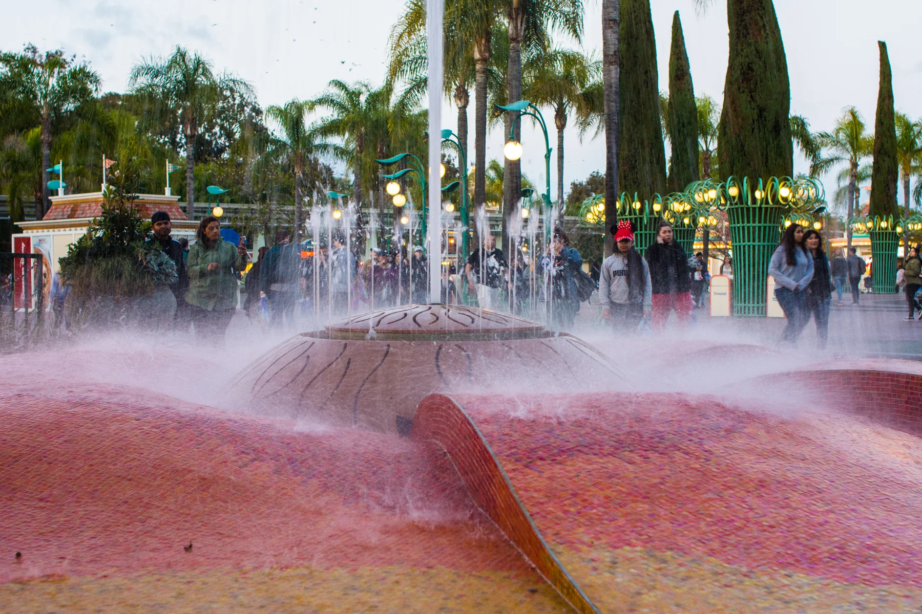 The fountain in Downtown Disney near the tram to the parking garage. 1/30th second exposure.