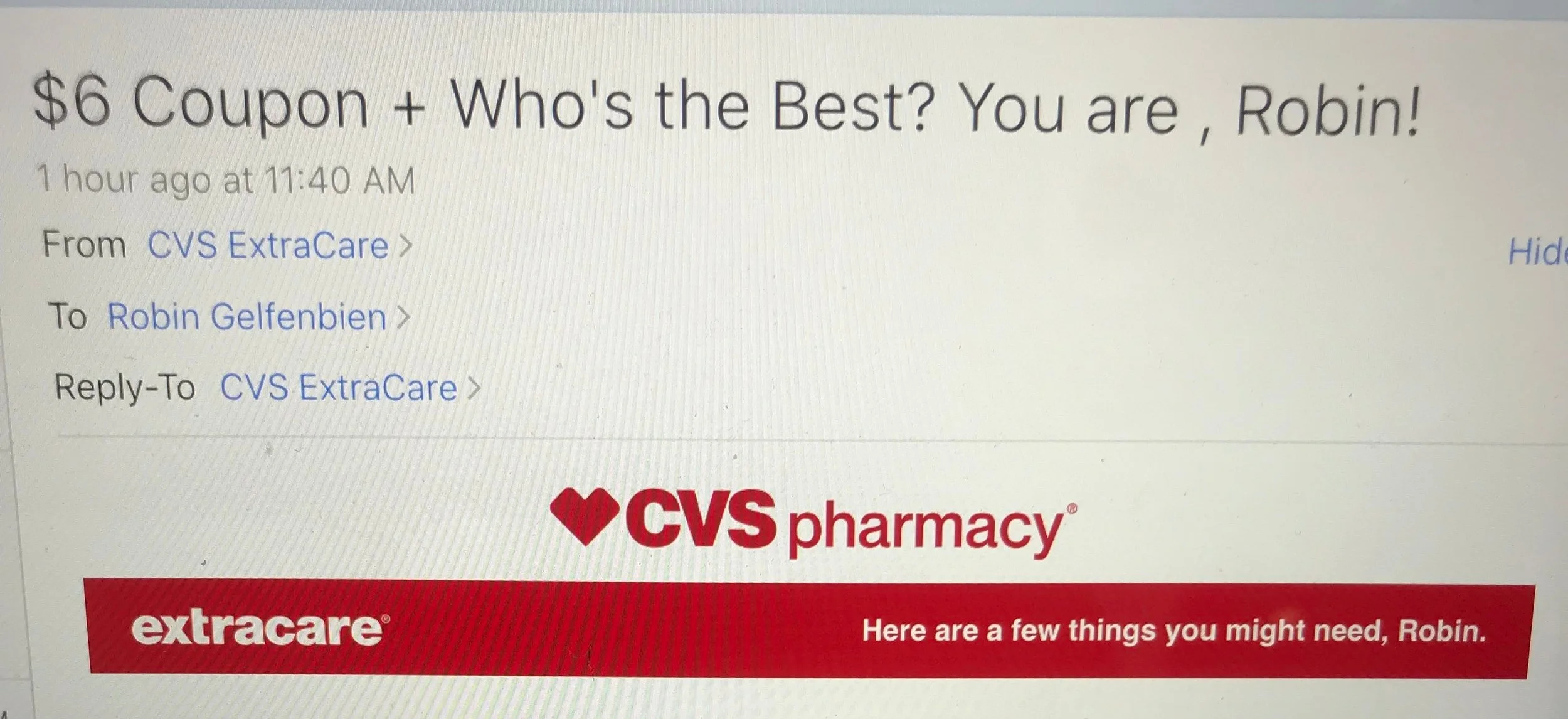 Don’t try flirting with me, CVS.