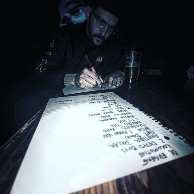 Does ANYONE write their #setlist more than an hour before the show?!?
.
If you&rsquo;re in #kansascity, come down to @thewestportsaloon for some high octane rock and roll!!! We play at 10:00!
#westport #kc #kcmo #tour #band #rock #rocknroll #whatviru