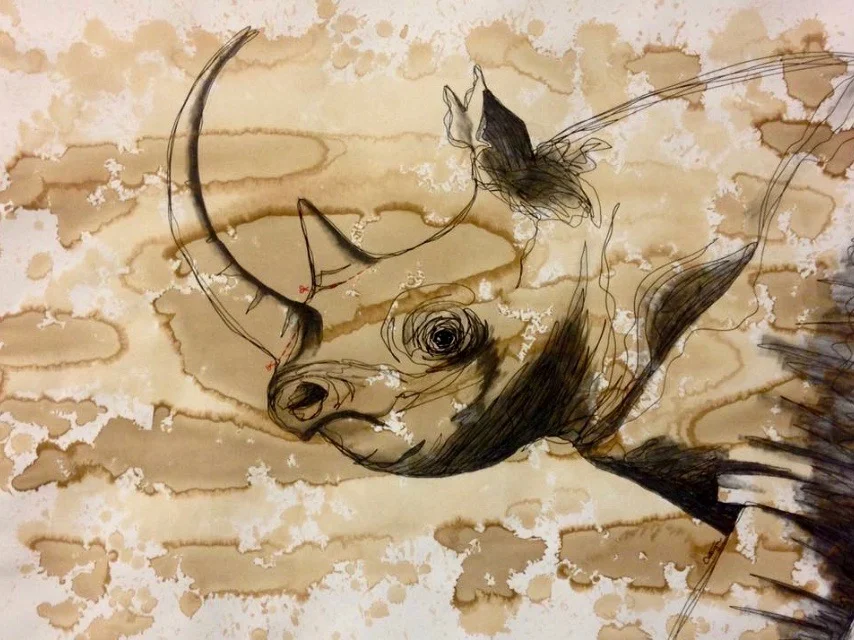 Cut Here22 x 30" Ink, Tea and Charcoal on paper.Includes custom matte and frame.Displayed in the RED exhibition run by the Coast Collective Gallery, Collwood BC. May 2017