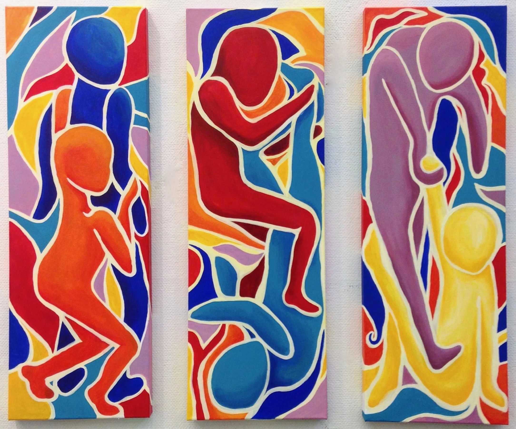 Love and HateTryptic of 12 x 26", Acrylic on Canvas.Shown at the Cruise Control exhibition run by the University of Victoria Visual Arts Student Association. March 2017