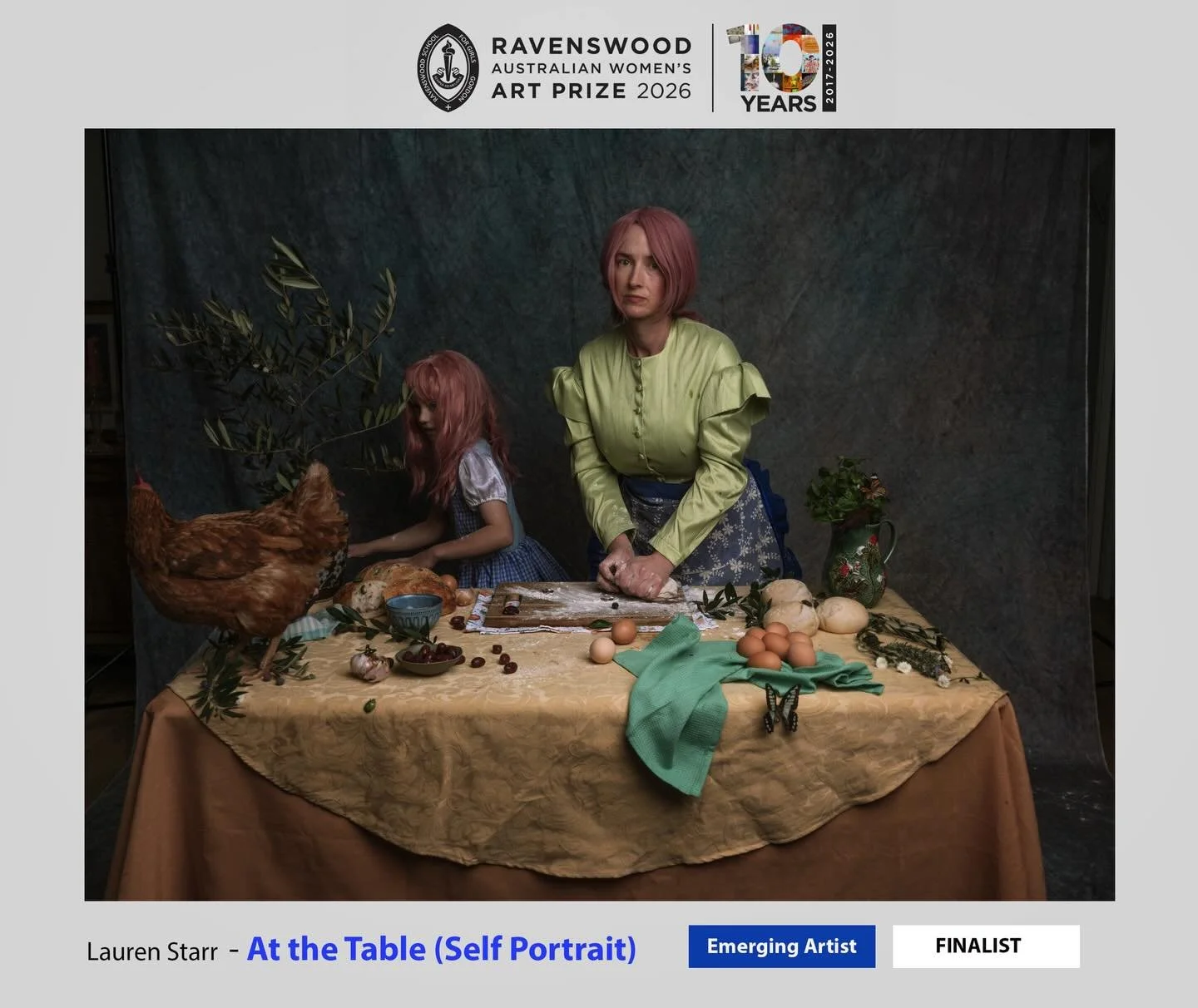 I have some more really wonderful news to share. I seem to be having a lovely little string of fortunate surprises&hellip;My artwork, &ldquo;At the Table (self-portrait)&rdquo; is a finalist in this year&rsquo;s Ravenswood Australian Women&rsquo;s Ar