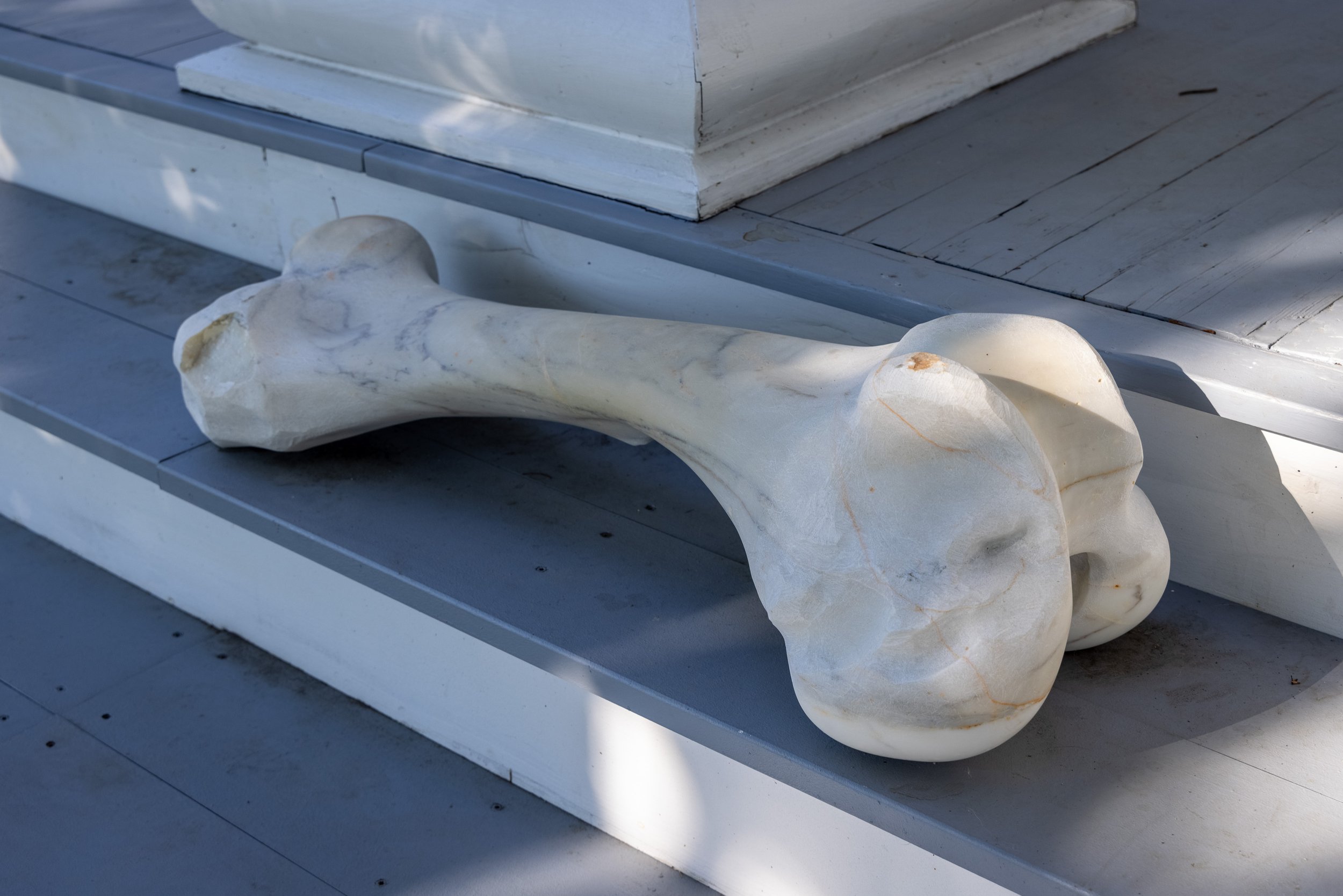 Lands Within (Bone 32), 2021, Macedonian marble, 38 x 13 x 10 inches