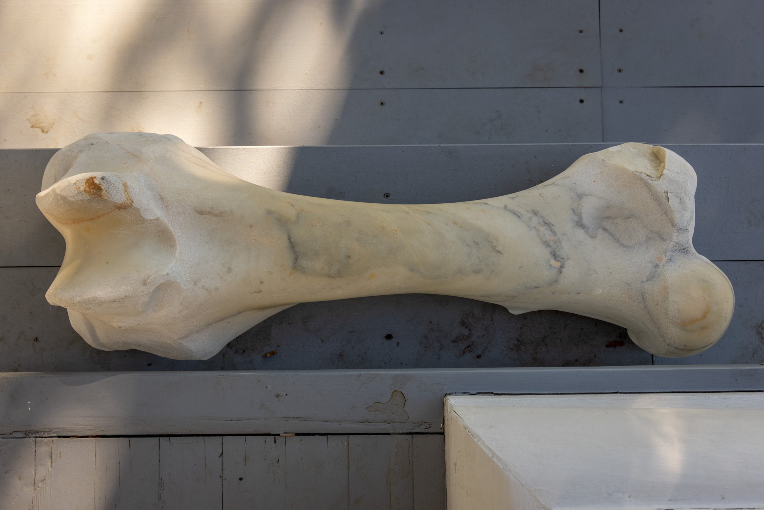 Lands Within (Bone 32), 2021, Macedonian marble, 38 x 13 x 10 inches