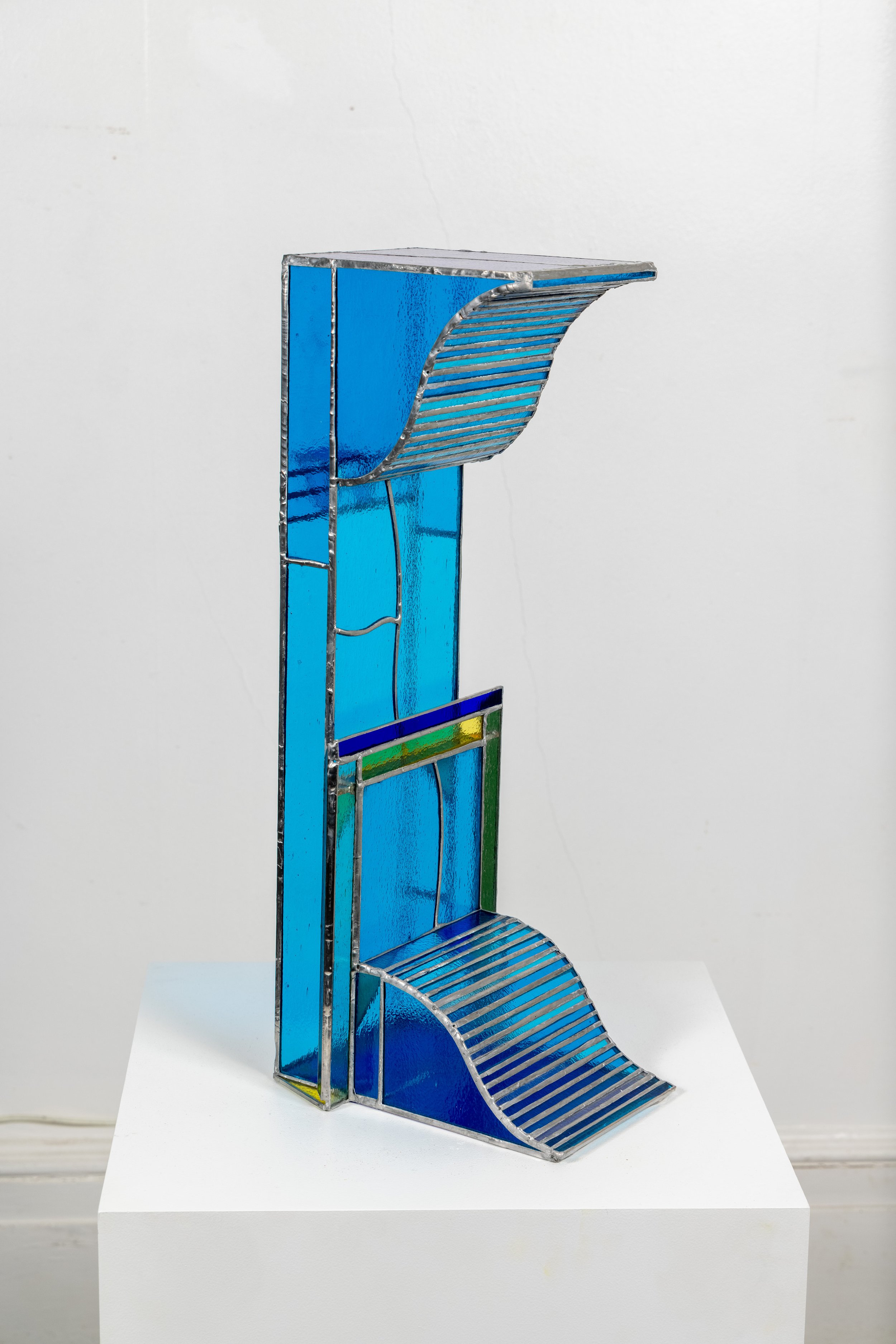 Bluefoot, 2021, glass, copper foil, solder, 23 x 8 x 10 inches