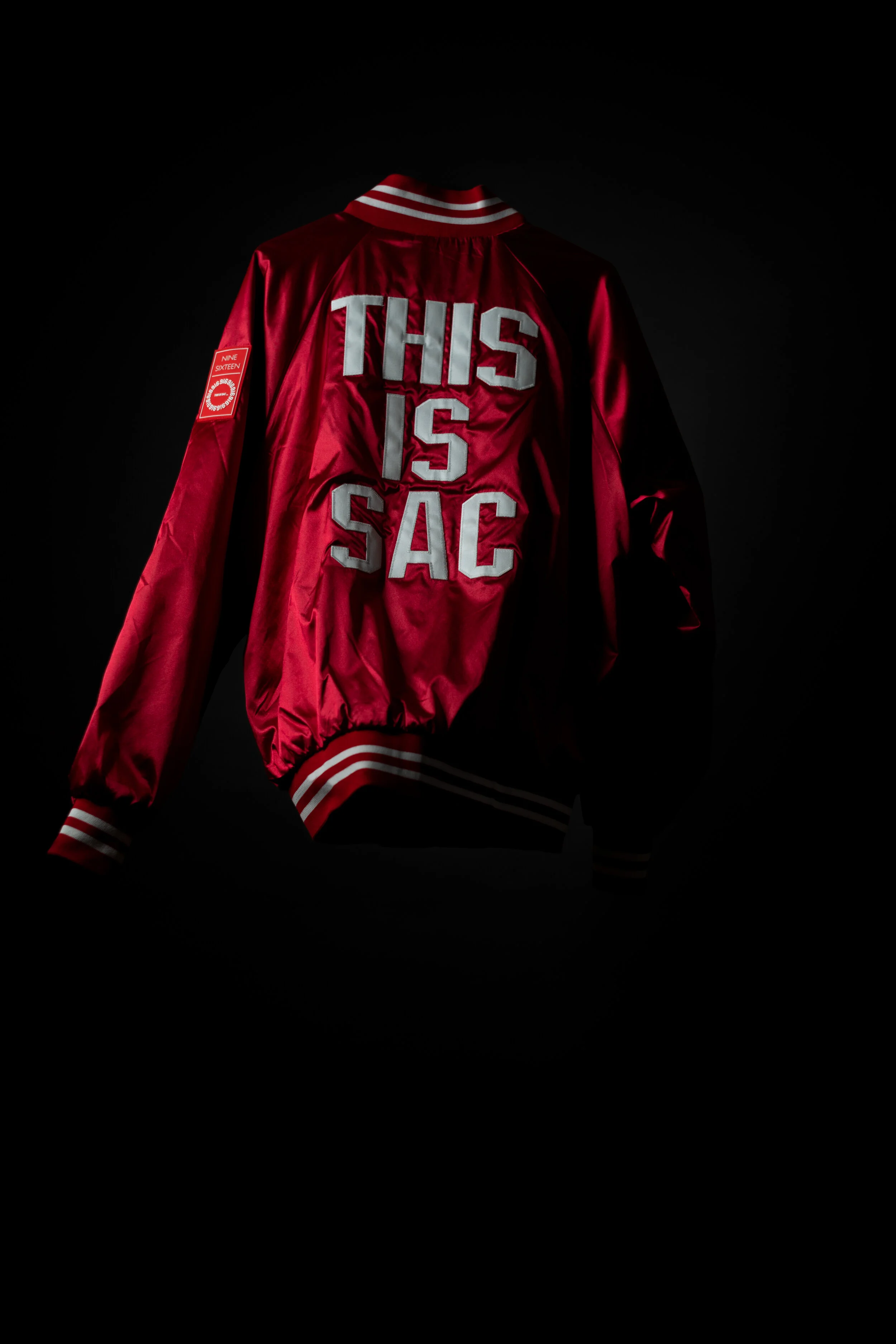 February 2020' Red &amp; White "This is Sac" Varsity Jacket