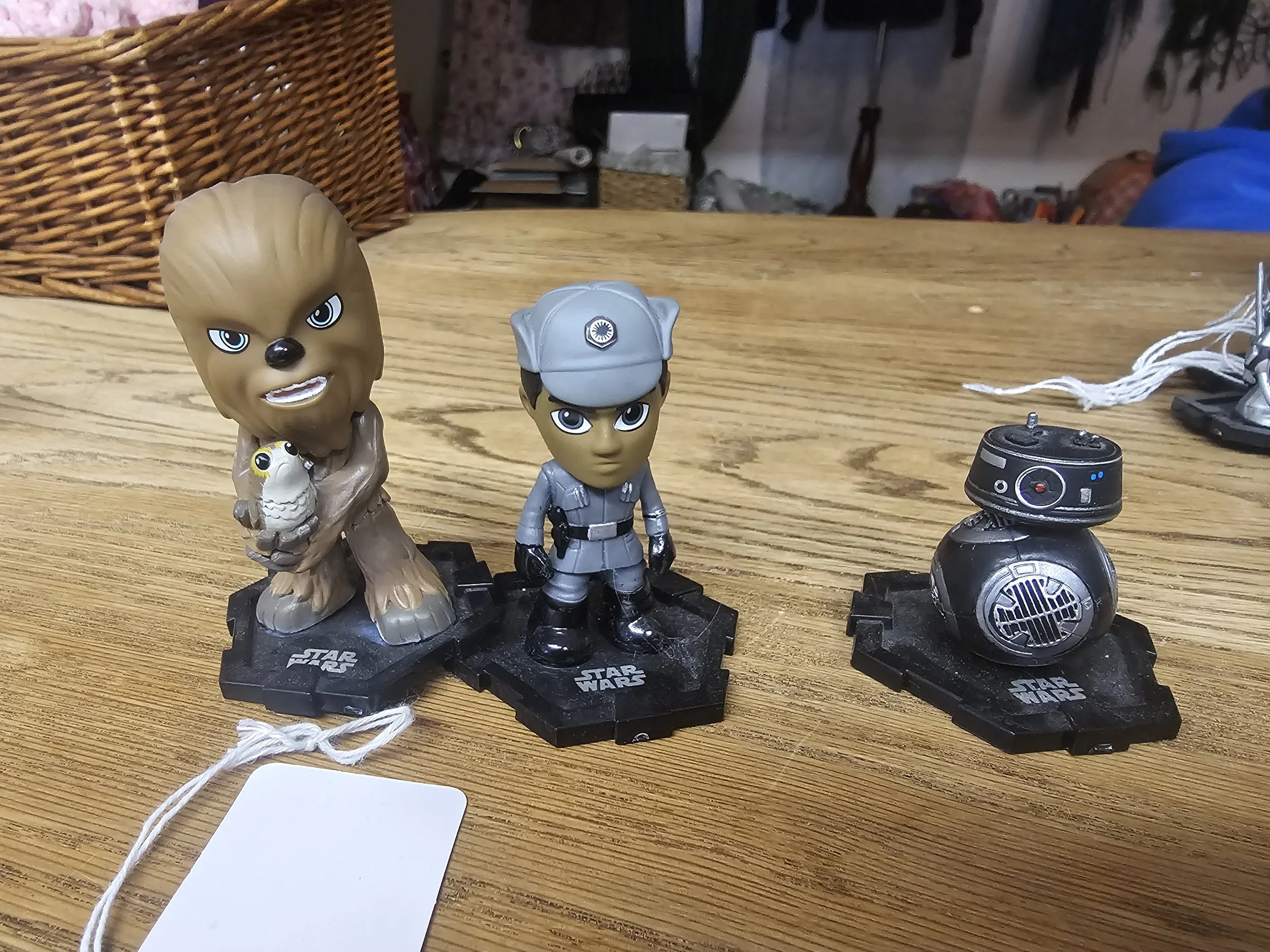 Chewie, Finn in Imperial disguise and BB-9E mini bobble heads by FUNKO