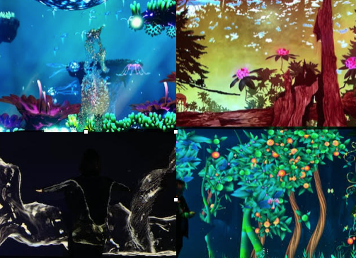 Stills from a series of interactive exhibits at Onedome in San Francisco