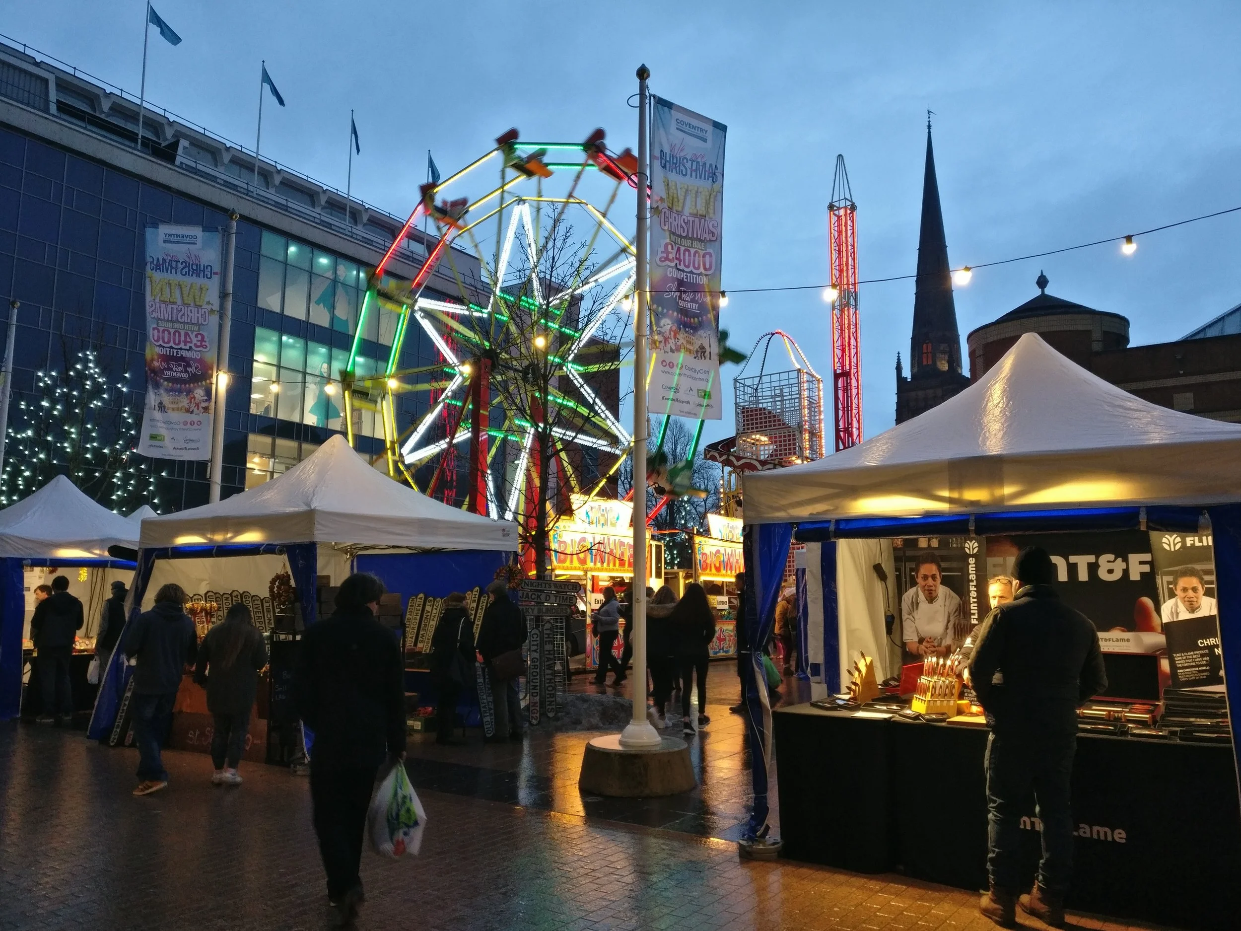 The centre of Coventry all dolled up for the holidays