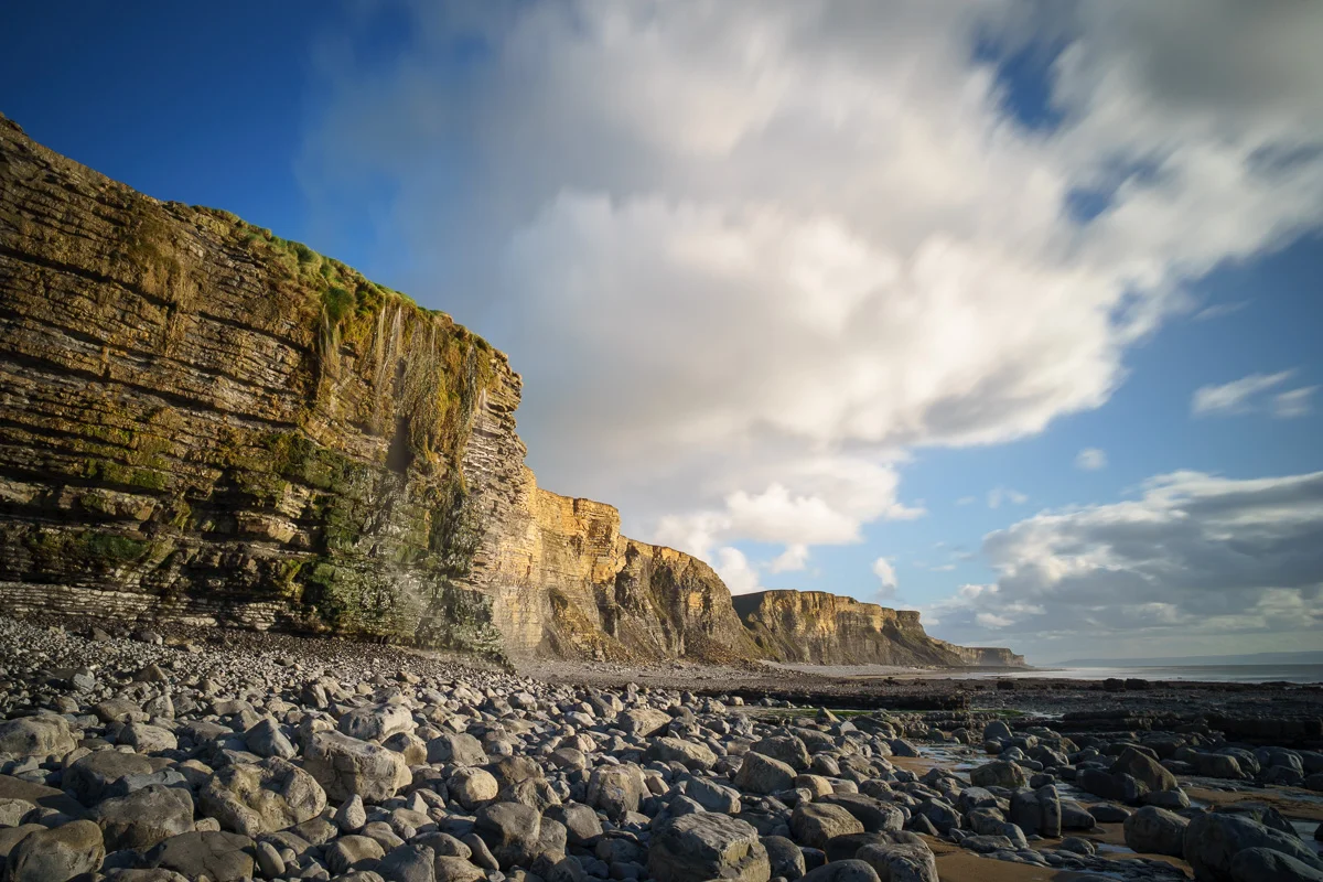 There is a small stream coming down from the cliffs. It's on the left side of the picture, hardly can be seen.