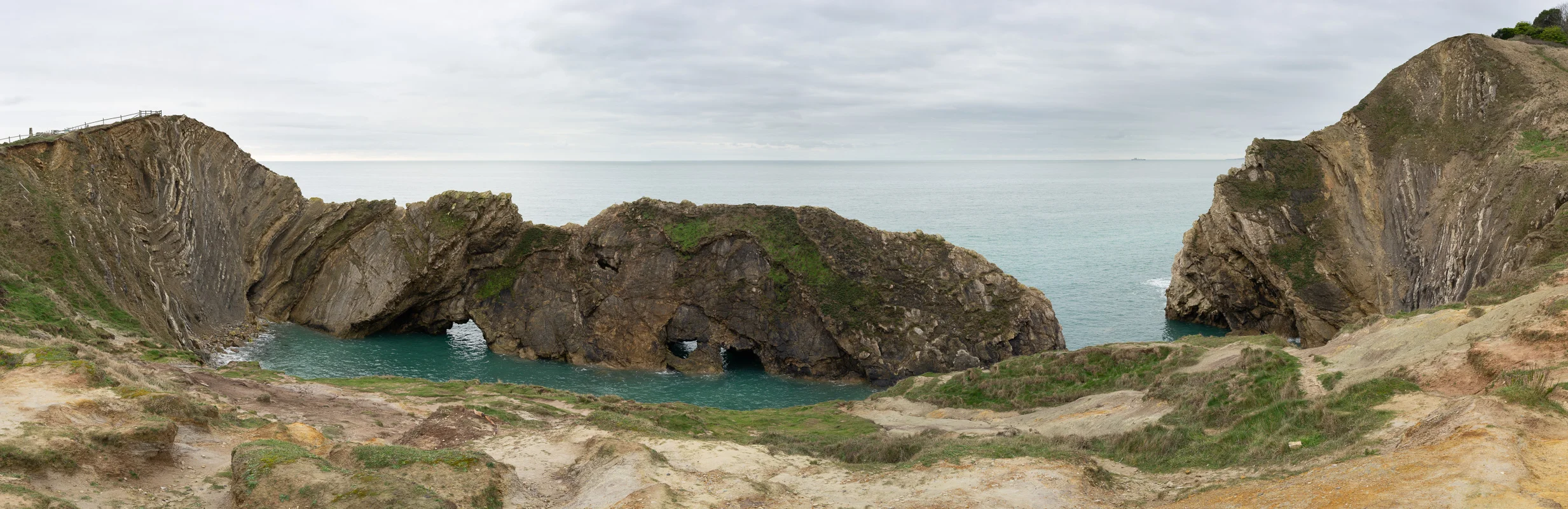 A panorama of the Stair Holes but in much worse light conditions.