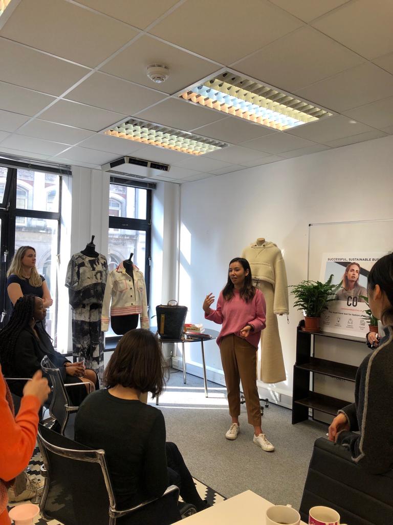 CO Director of Product, Qiulae, announcing the Fashion Open Studio and Common Objective partnership for Fashion Revolution Week 2019.