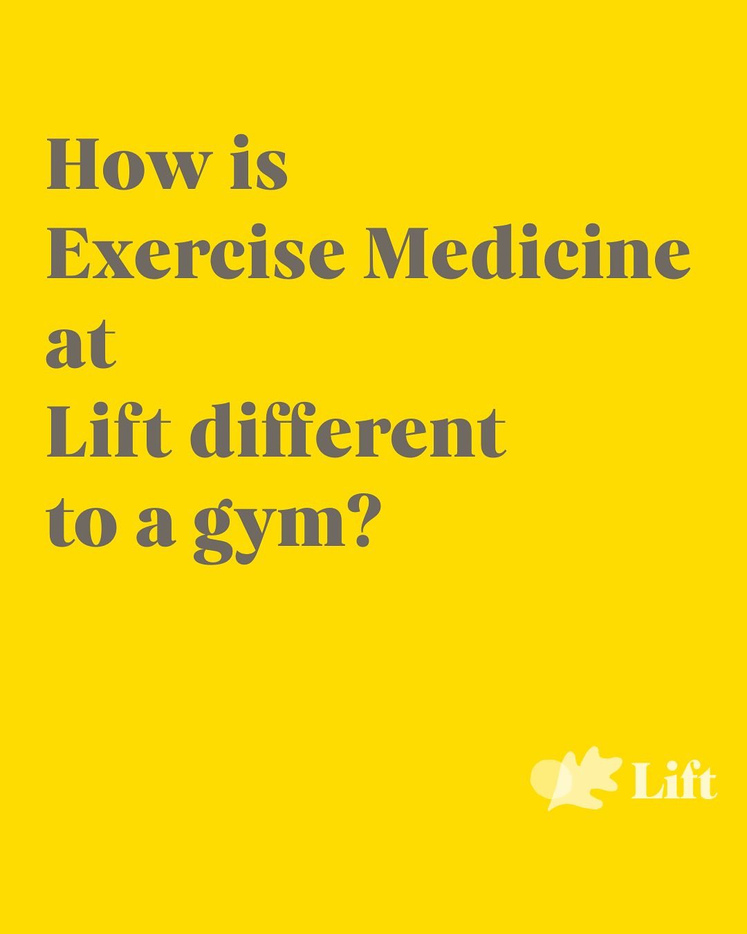 Exercise is powerful medicine &mdash; but it needs to be safe.

A regular gym isn&rsquo;t set up for people going through cancer treatment. That&rsquo;s why at Lift, your Exercise Medicine is designed and delivered by a team that genuinely understand
