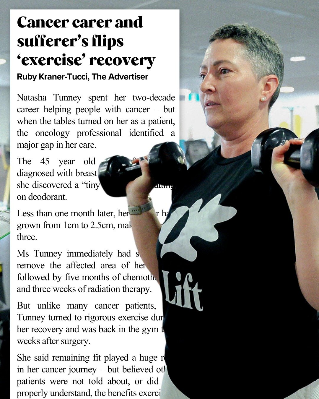 Today, Lift Cancer Care Services and our incredible patient Tash made national headlines, and we could not be prouder.

Tash&rsquo;s story is a powerful reminder of what we see every day: Exercise Medicine can change the cancer experience. It can hel