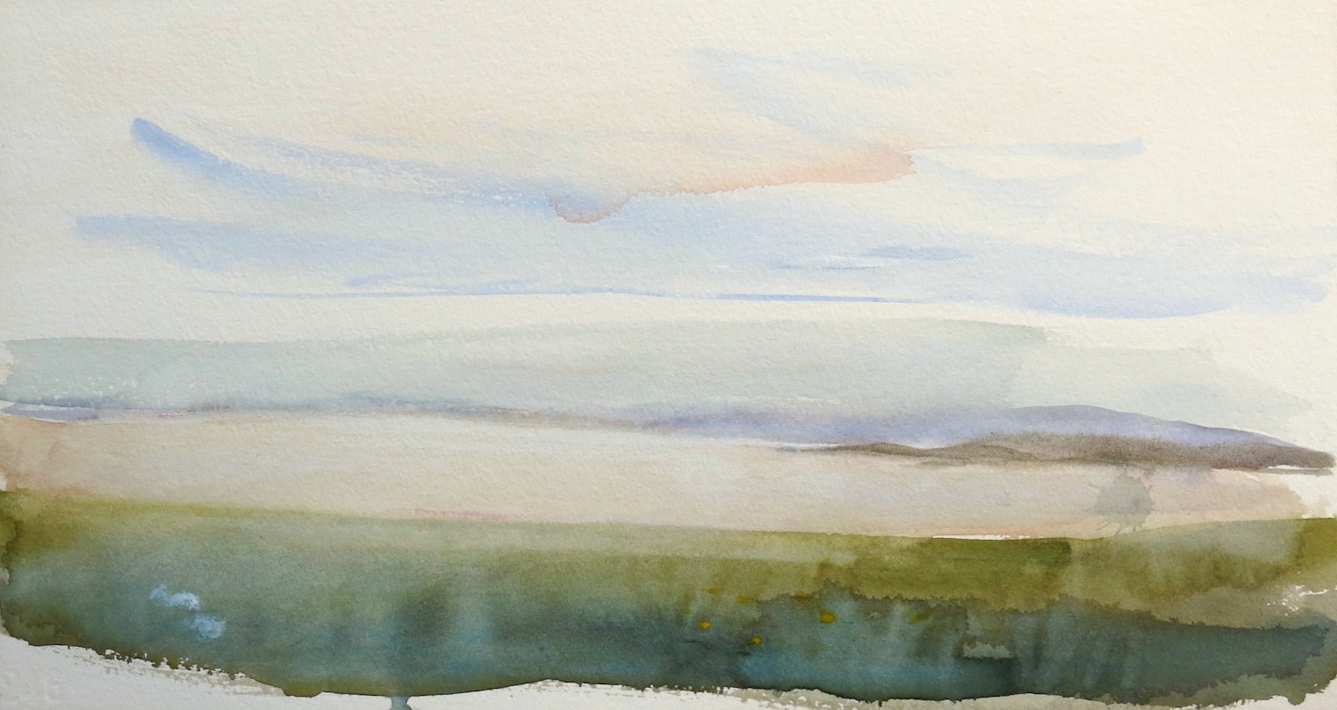 evening light, by the abbey, Iona - watercolour on paper 26 x 48 cm sold