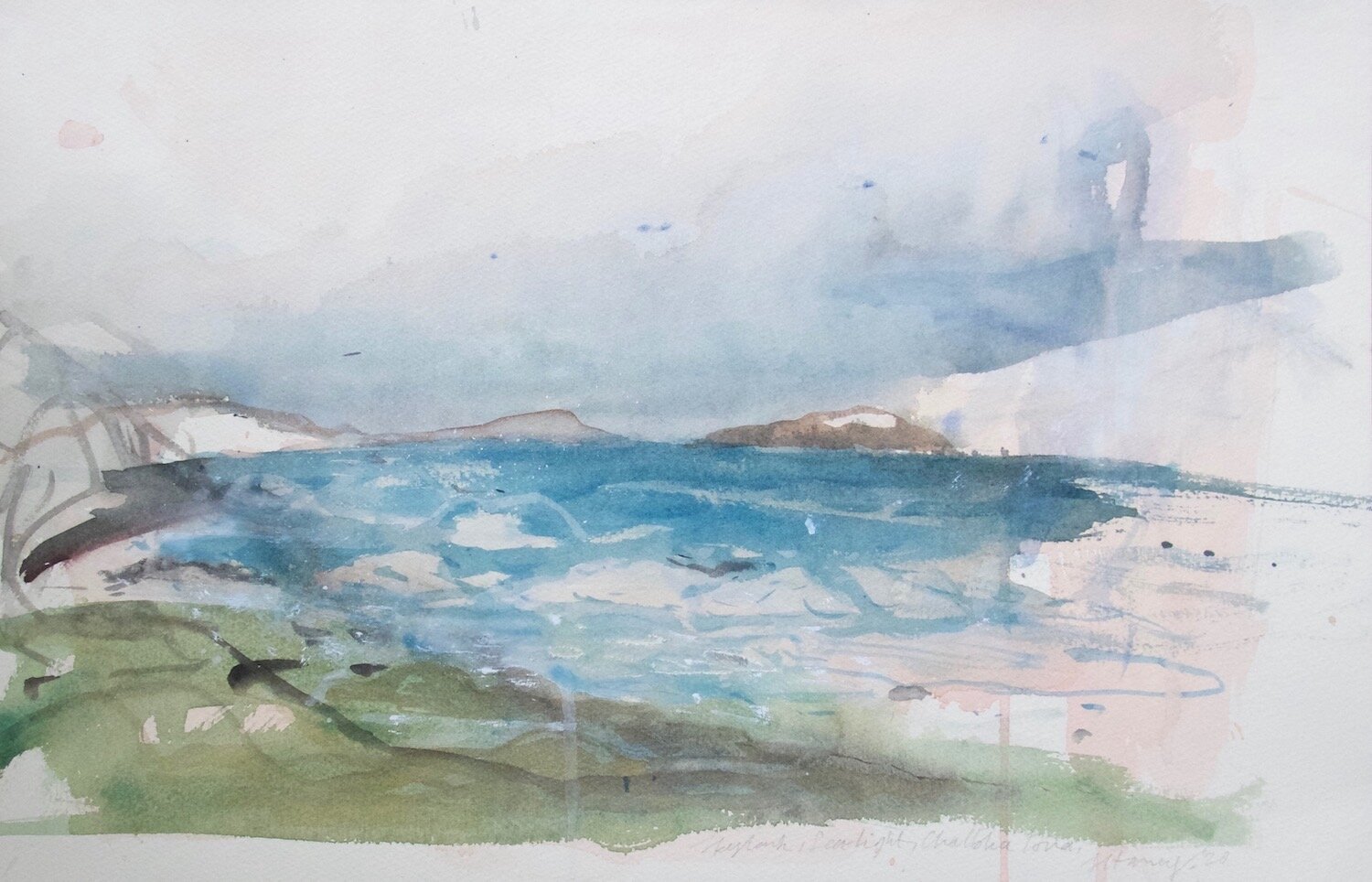 skylark, sea-light, Chalbha, Iona - watercolour on paper 35 x 54cm Sold