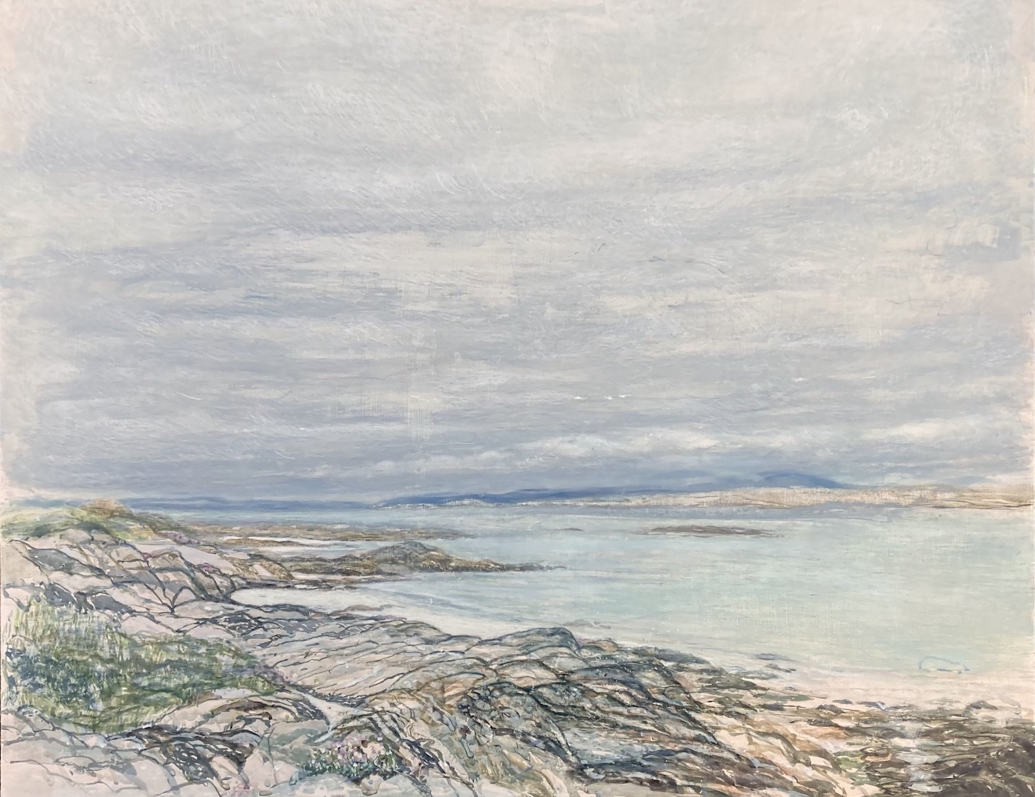 by the shoreline, Iona - egg tempera on true gesso panel - 48 x 60 cm