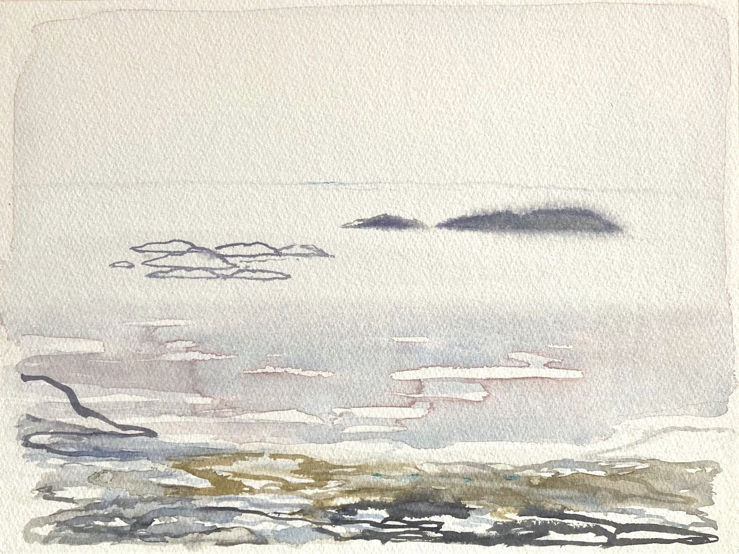 quiet shoreline, Iona - watercolour - 29 x 37 cm
