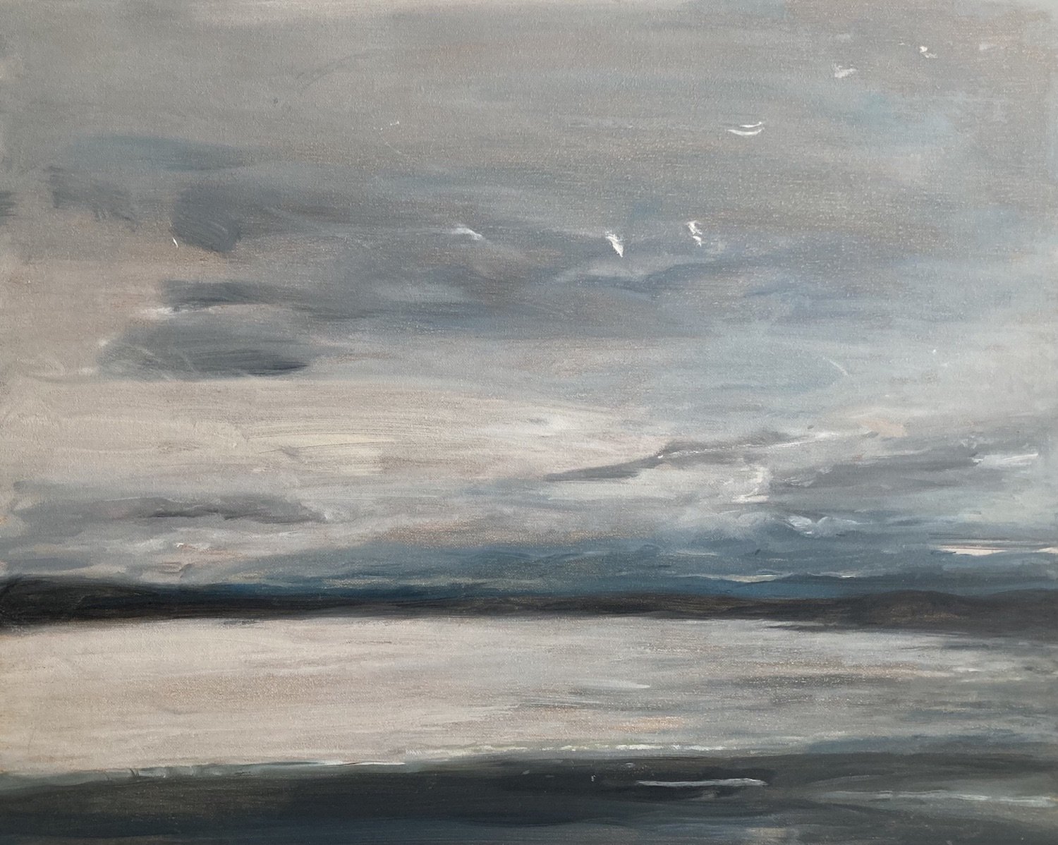 milk-light, evening, Iona - oil on gesso panel - 40 x 50 cm