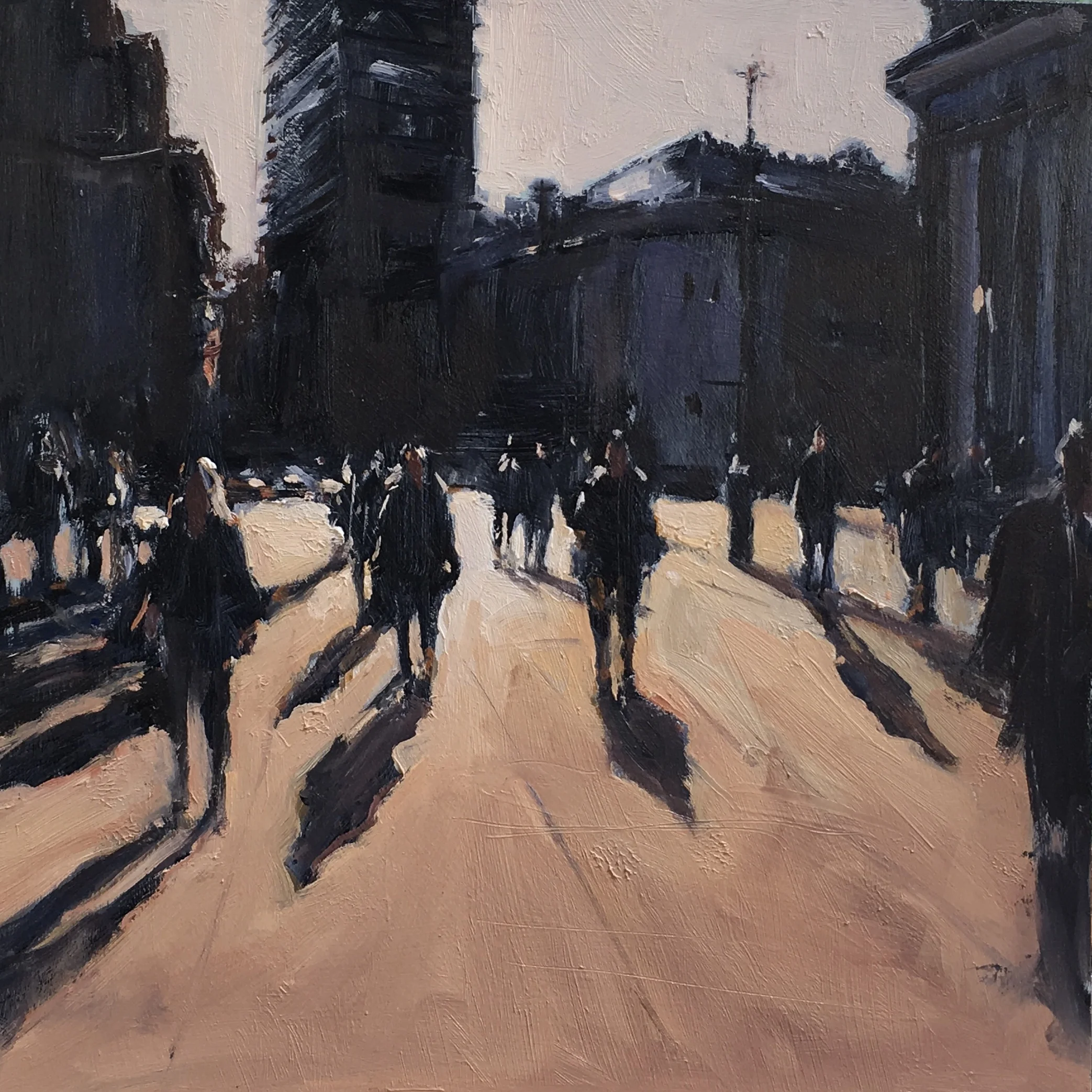 Outside the the National gallery 16x16 Oil on board