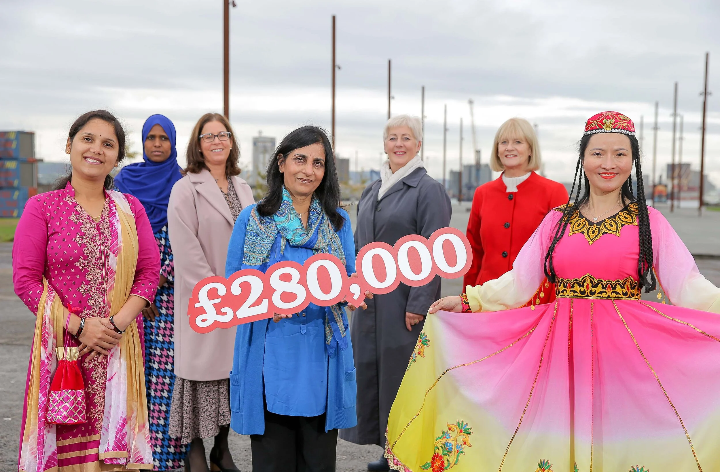 Pictured announcing a major investment of £280,000 to Northern Ireland’s leading cultural diversity organisation ArtsEkta are: (l to r) representatives from ArtsEkta’s community programmes Archana Kadam from the Indian community and Khadra Ways from the Somalian community; Alison Frazer, TNL Community Fund; Nisha Tandon, ArtsEkta; Angelina Fusco, TNL Heritage Fund NI; Hazel Francey, ArtsEkta and Weihong Tu, from the Chinese community. (©Press Eye)