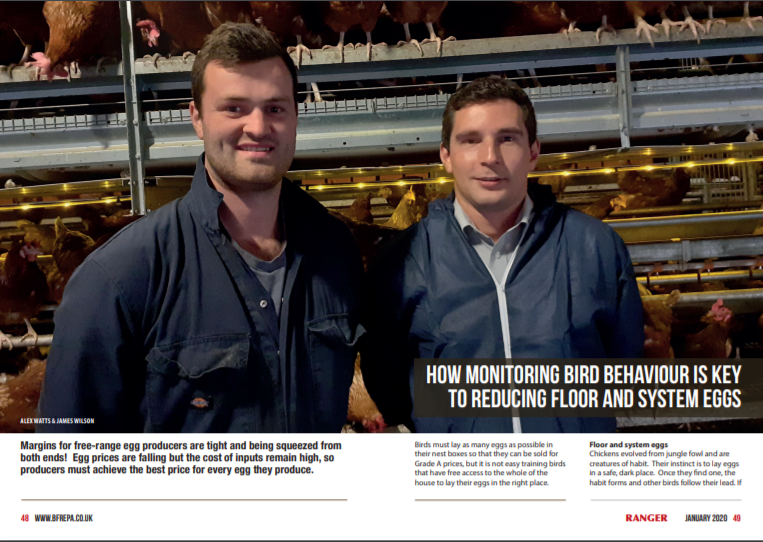 RANGER article on how monitoring bird behaviour is key to reducing floor and system eggs