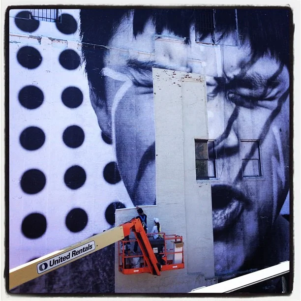 JR installing @insideoutproj at the @highlinenyc @JR_artist (Taken with Instagram at Upper Highline)