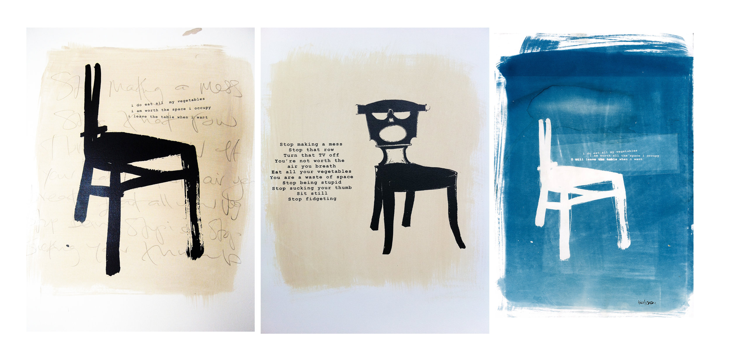 screen prints and mixed media