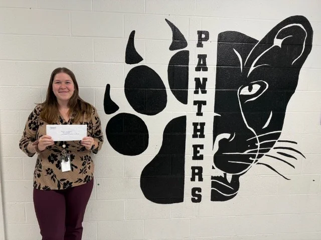  Wakefield's Paul School Counselor and Co-Coordinator of Wakefield's End 68 Hours of Hunger, Brianna Valdepena, happily  accepted St John's EpiscoGolf 2025 grant to help fund supplemental weekend food for kids in need. 