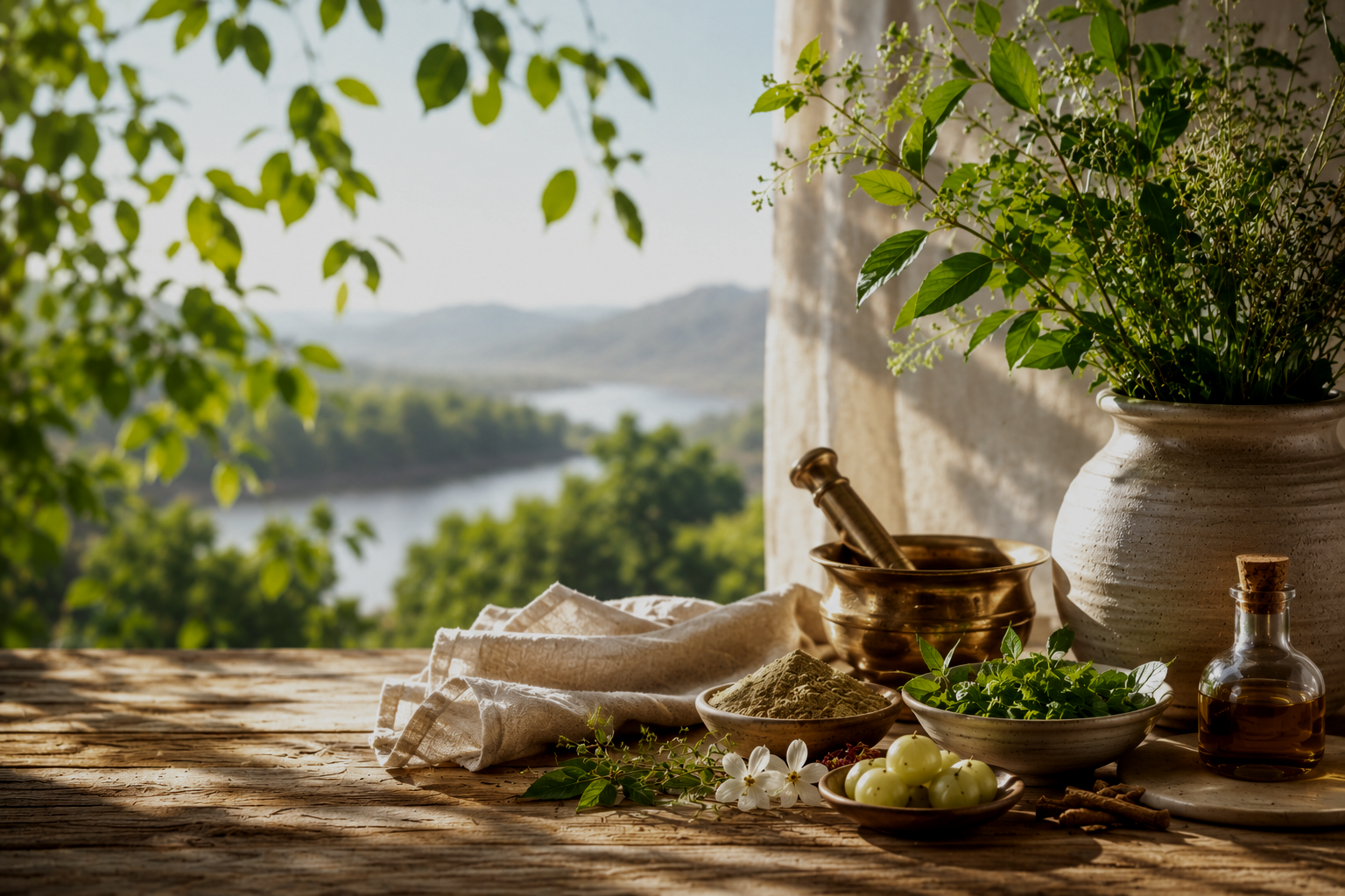 Morning herbal apothecary on rustic table.png