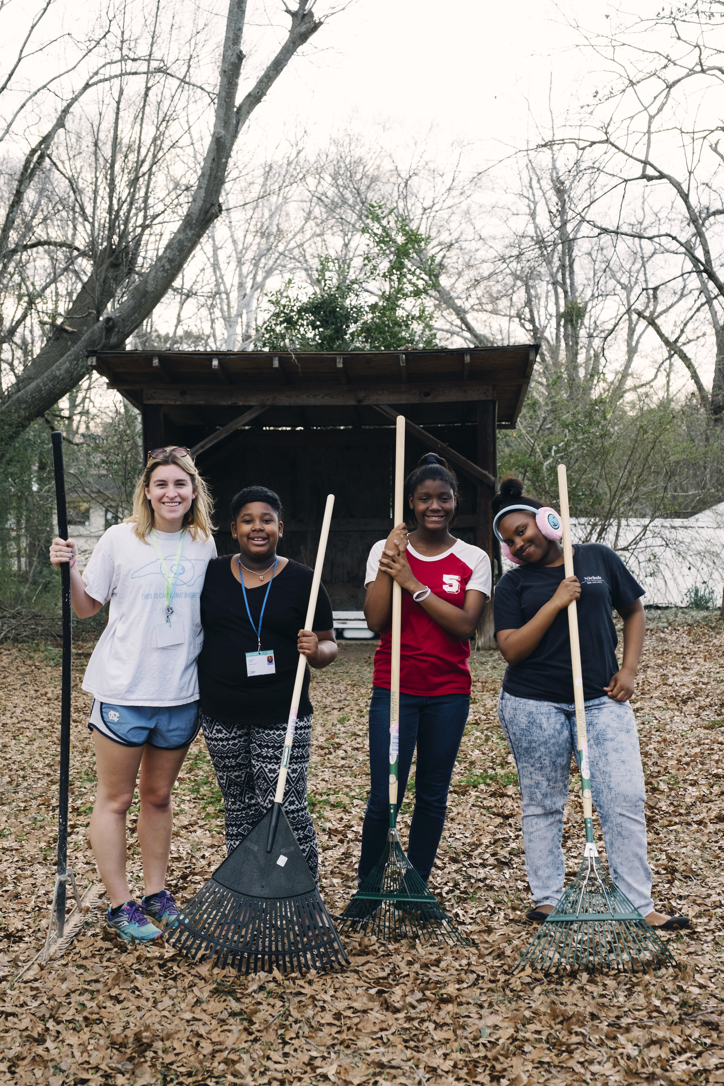 Brooke with Middle School Kids Raking.jpg