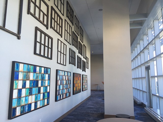 Large corporate commission for Cleveland Hilton Convention Center Hotel. 2016 Located 5th Floor Grand Ballroom Lobby space