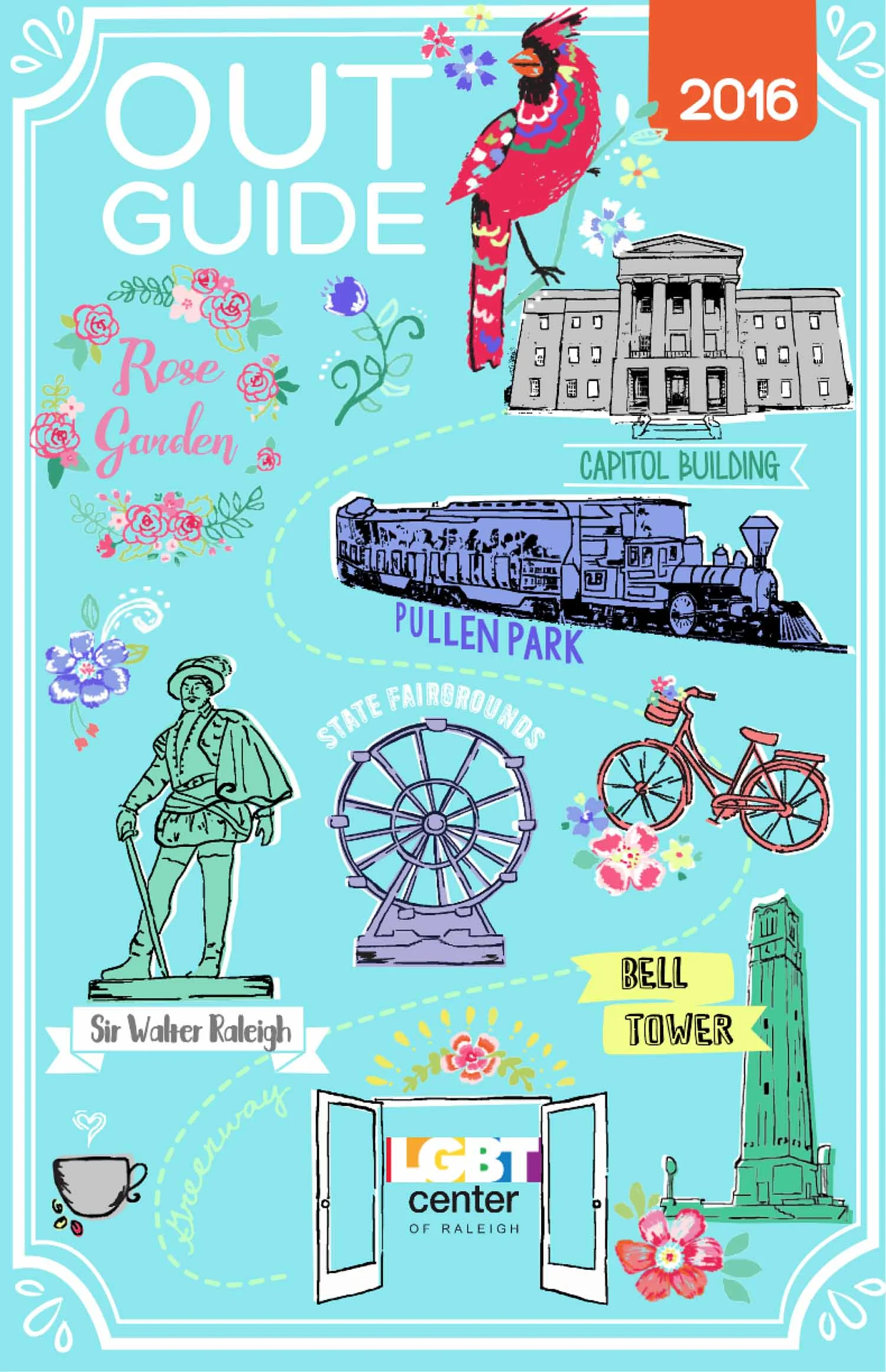Designed cover page for OUT!Raleigh Magazine