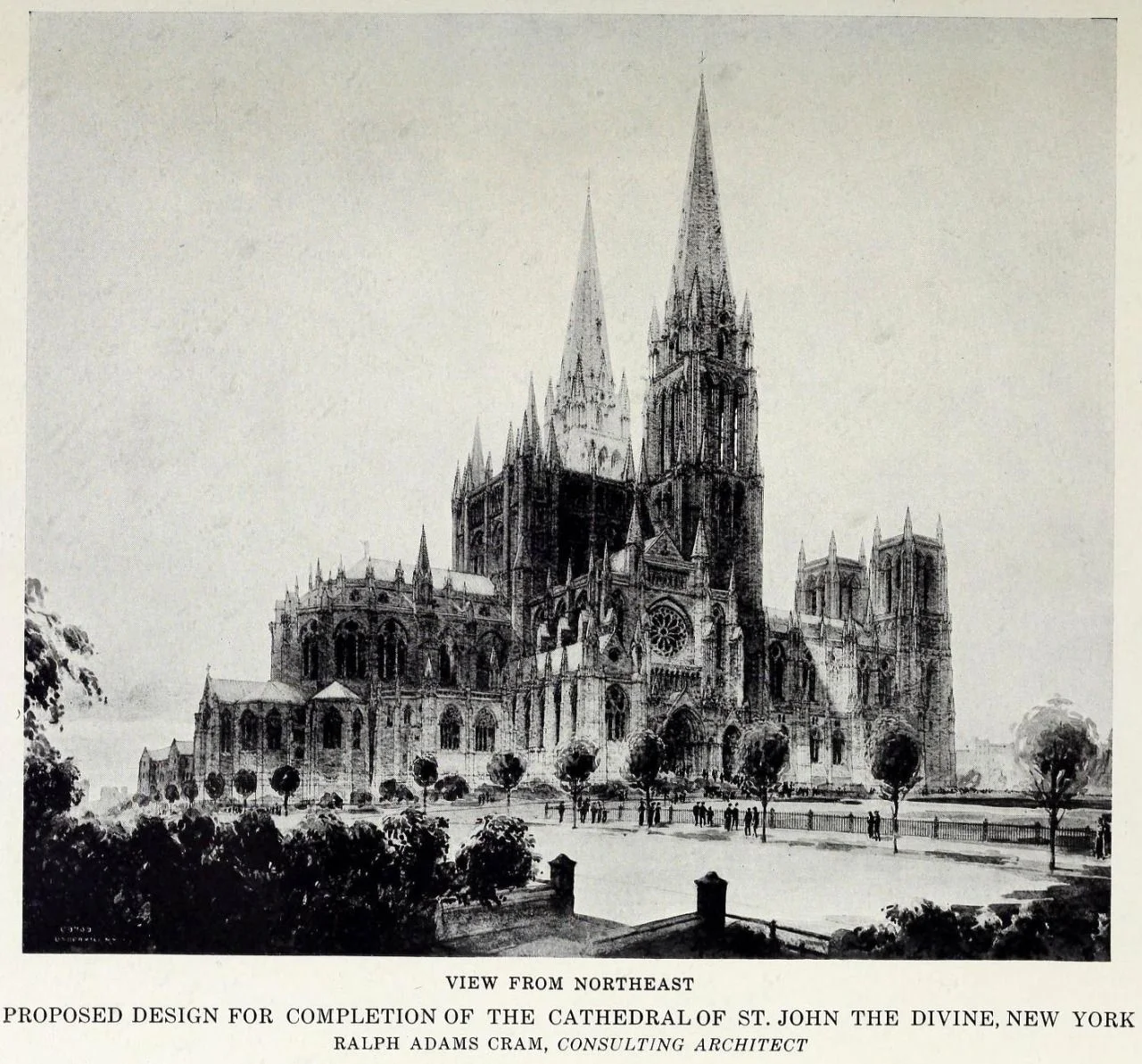 Gone Gothic: Cram’s 1916 design for the cathedral - it would be the first of four iterations.