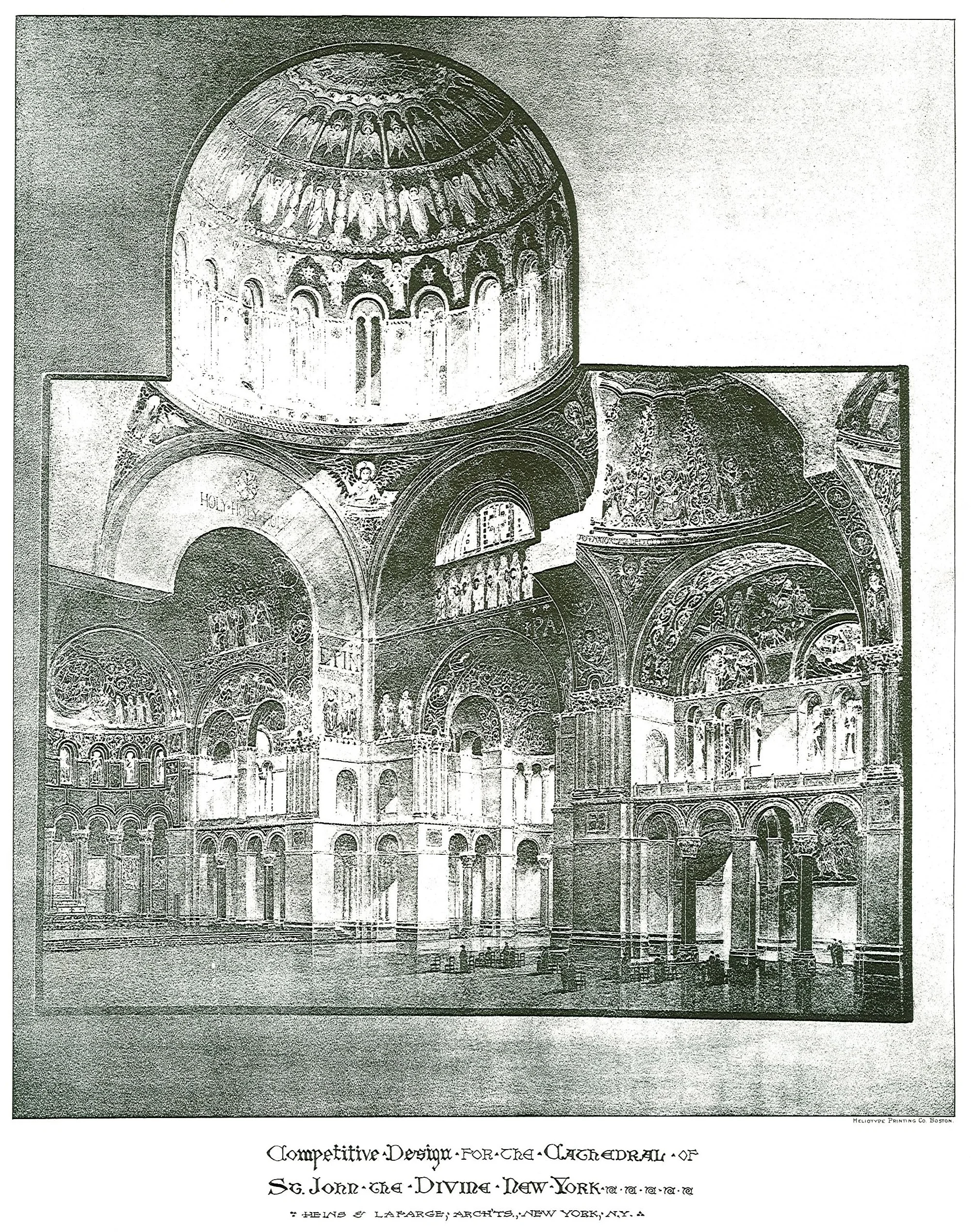  1892: This rendering from Heins &amp; LaFarge’s competition entry shows the crossing of St. John the Divine. The dome was to be just 10 feet shy in diameter of Hagia Sophia’s. 