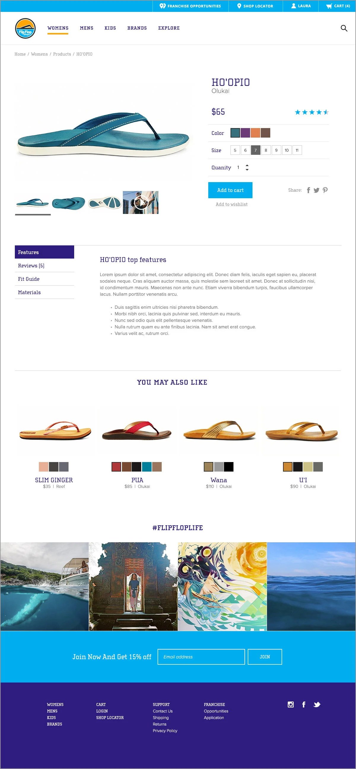 Flip Flop Shop product detail page example
