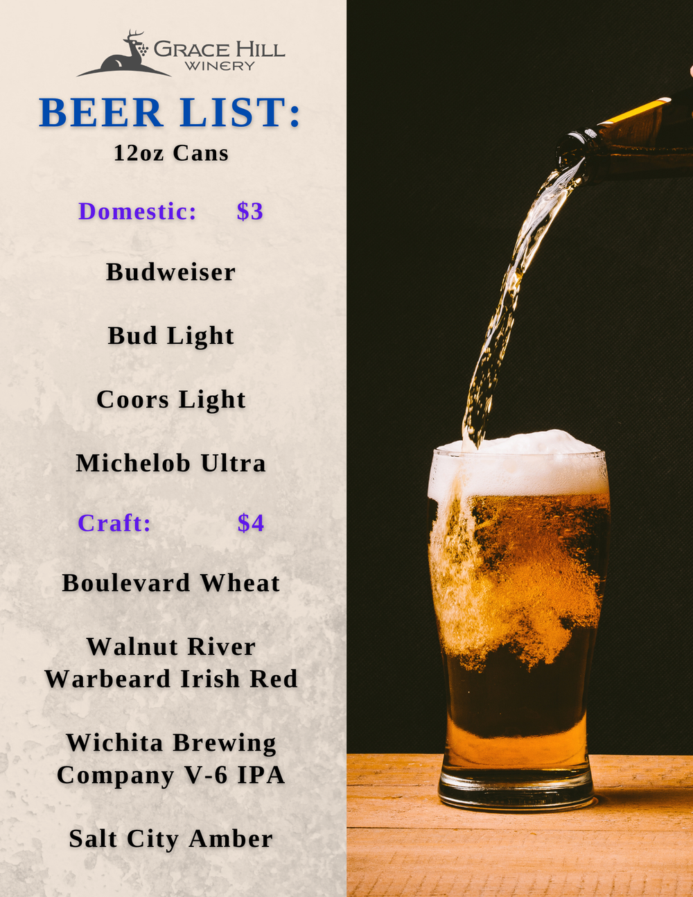 Menu — Grace Hill Winery