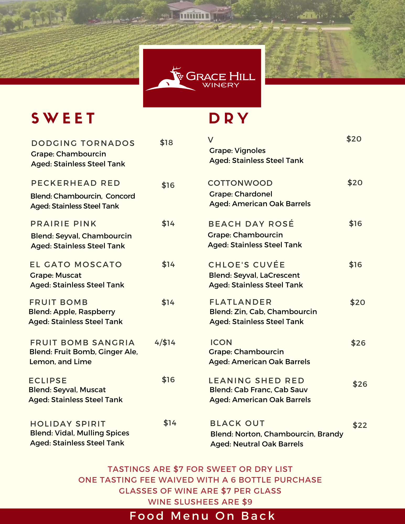 Menu — Grace Hill Winery