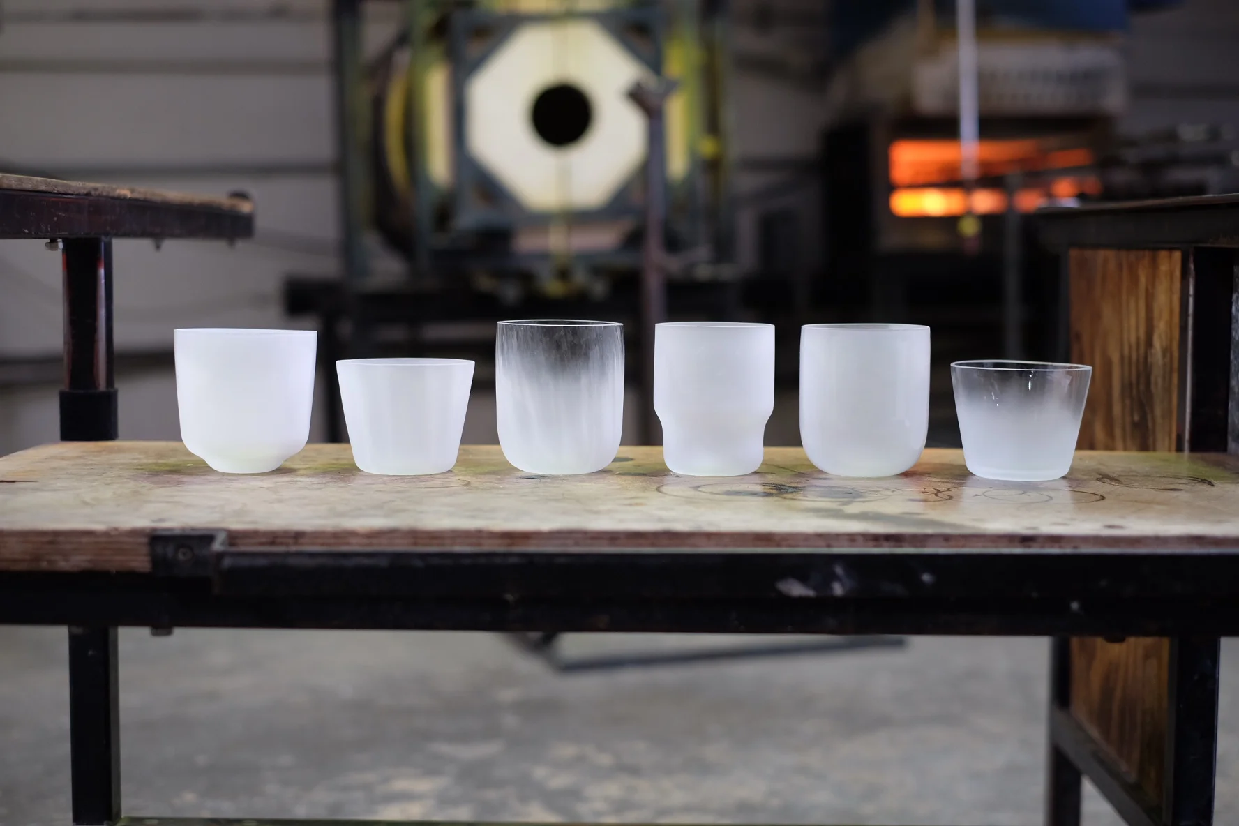A computer rendering of glass forms built from profiles taken from Helvetica